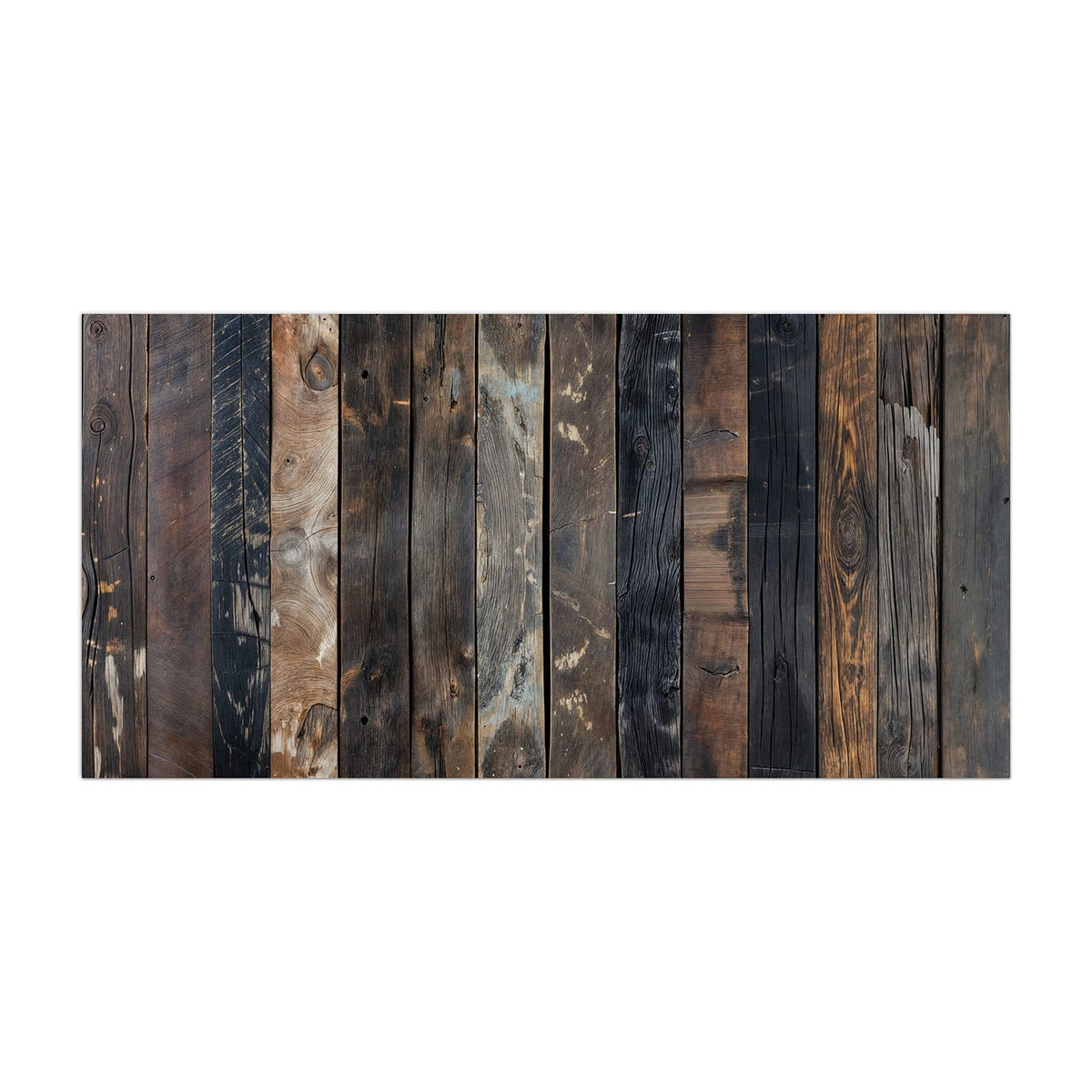 Küchenrückwand aus Glas Braune Holzdielen im Hochformat, Motiv bildfüllend von vorn