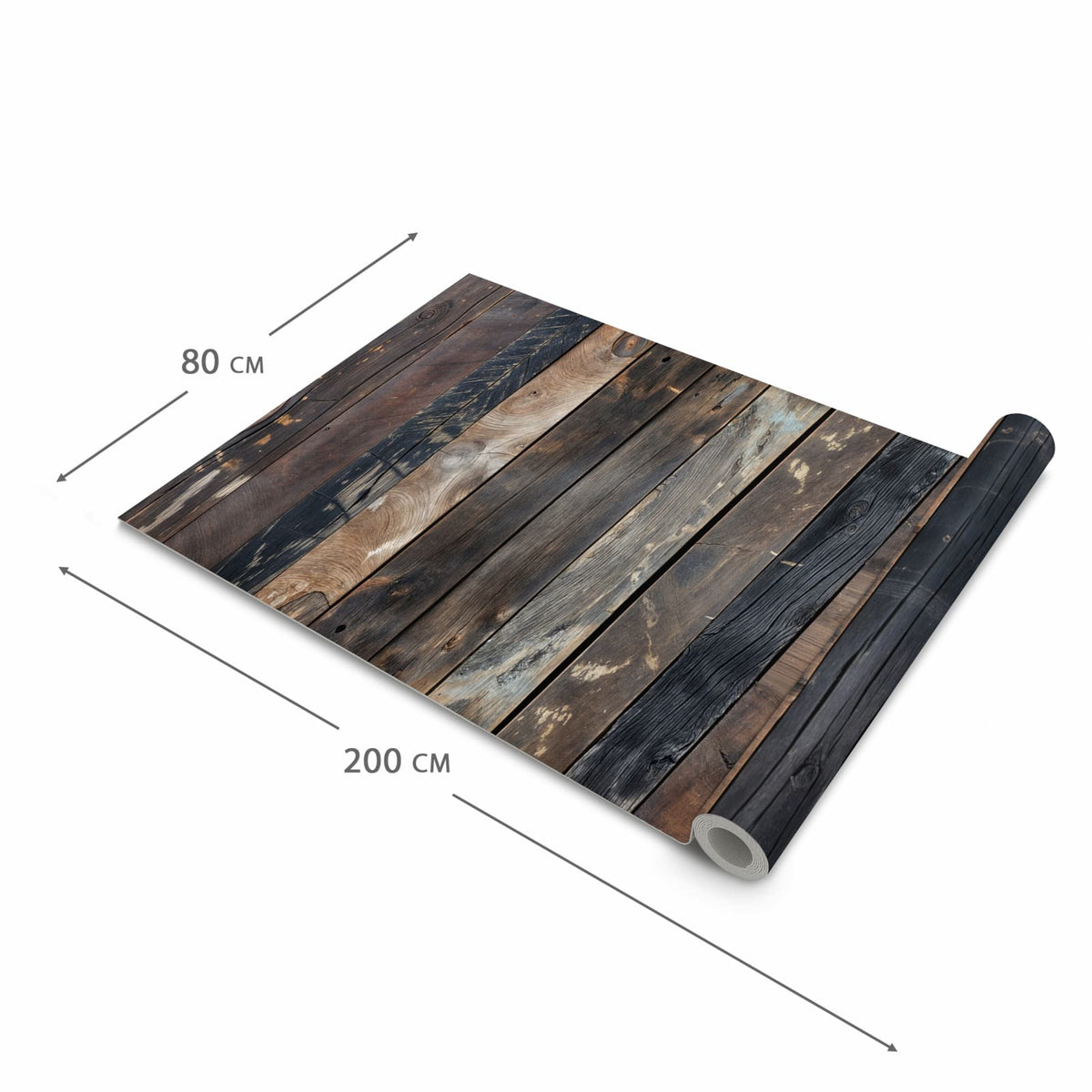 Schmutzabweisender rutschfester Küchenläufer mit Motiv Rustikale Holzplanken in der Größe 80x280 cm