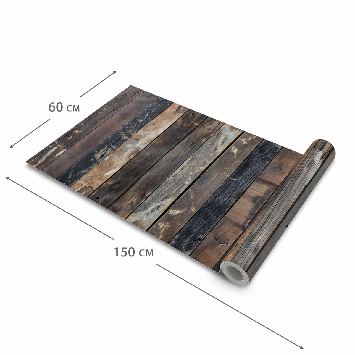 Geräuschdämpfender rutschfester Küchenteppich mit Motiv Rustikale Holzplanken in der Grösse 80x280 cm
