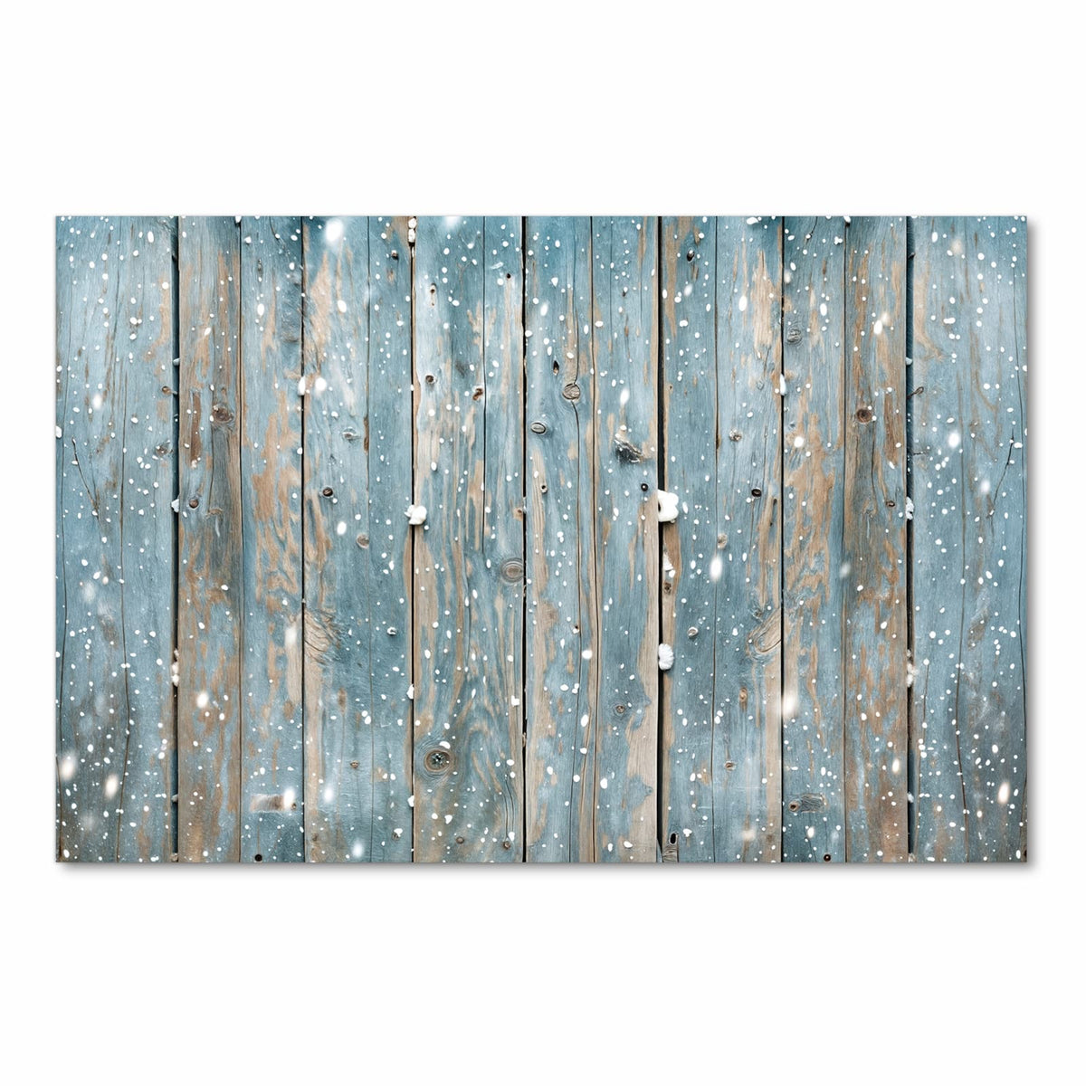UV-beständiger Läufer für die Küche mit Motiv Holz mit Schnee in Frontansicht