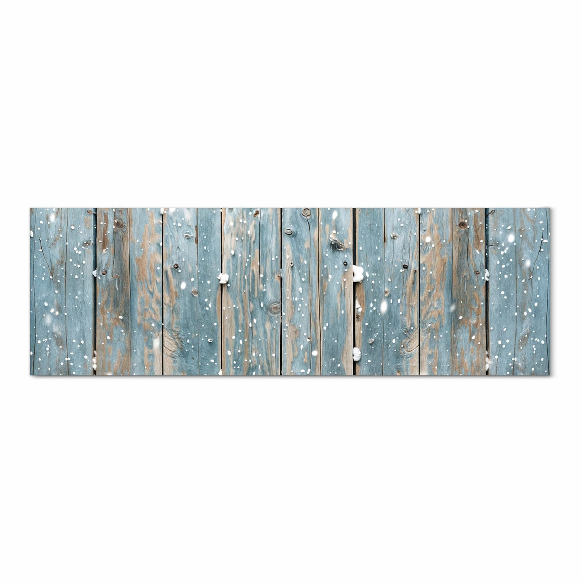 Komfortabler Küchenläufer mit Motiv Holz mit Schnee in Frontansicht für angenehmes Stehen
