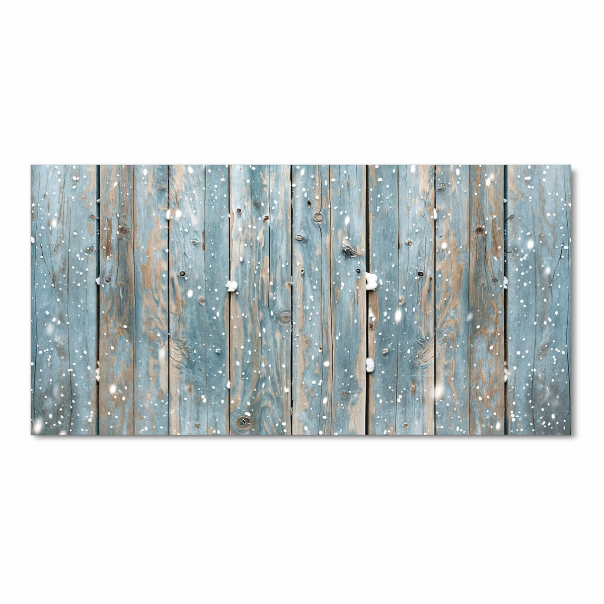 Farbbeständiger Küchenteppich mit Motiv Holz mit Schnee in Frontansicht