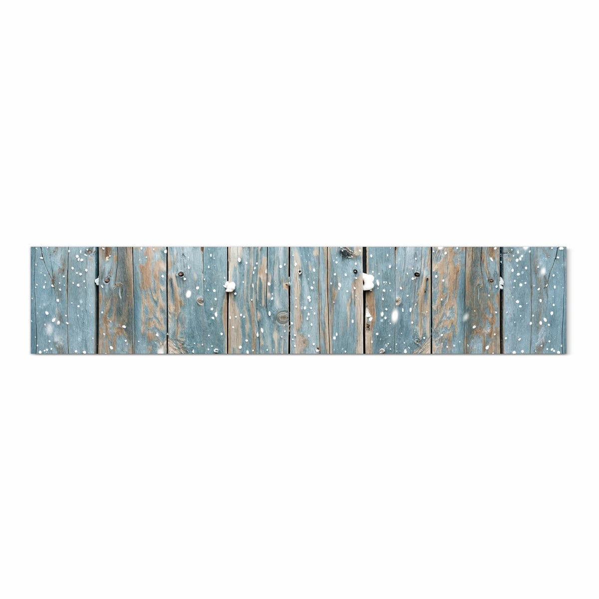 Abriebfester Küchenteppich mit Motiv Holz mit Schnee in der Küche - Frontansicht