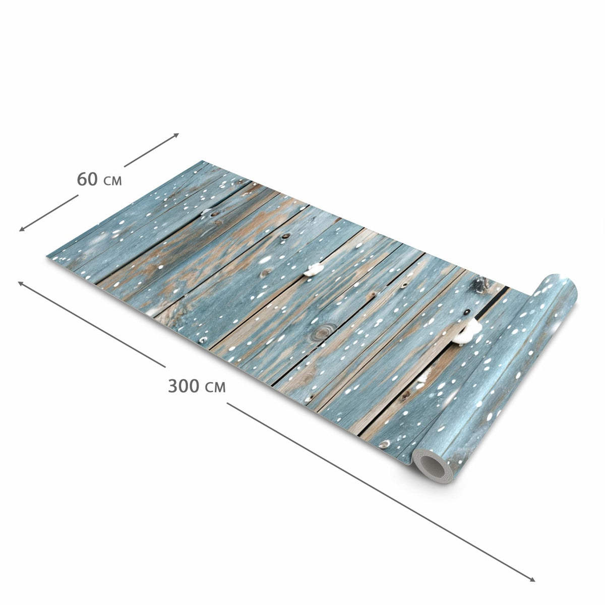Rutschfester Bodenläufer Teppich mit Motiv Holz mit Schnee in der Grösse 80x250 cm
