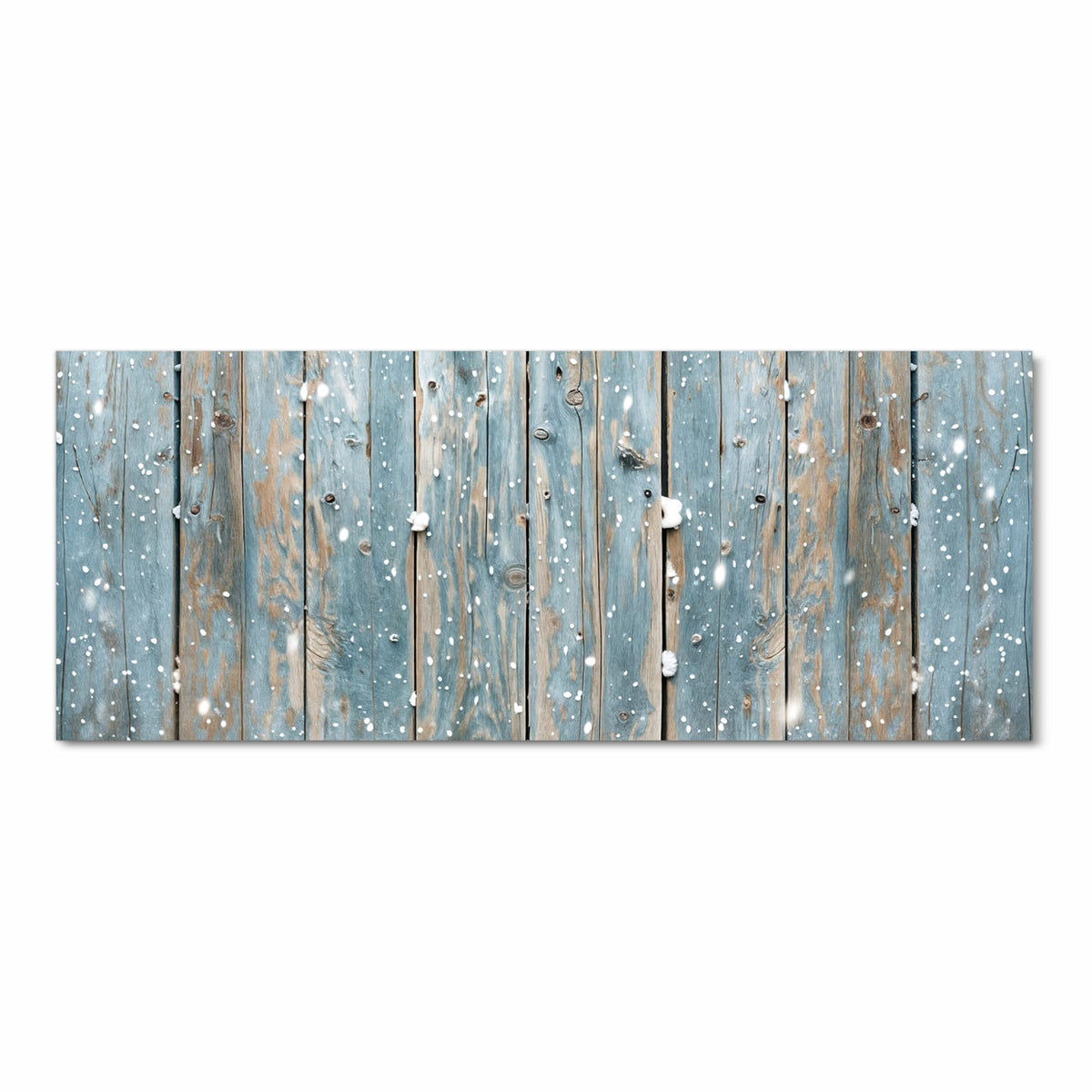 Formstabiler Küchenteppich mit Motiv Holz mit Schnee in Frontansicht