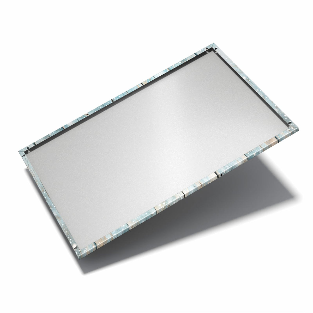 Nur 7 mm – liegt eng an der Wand – Metall Magnettafel - Schneeflocken auf Holz