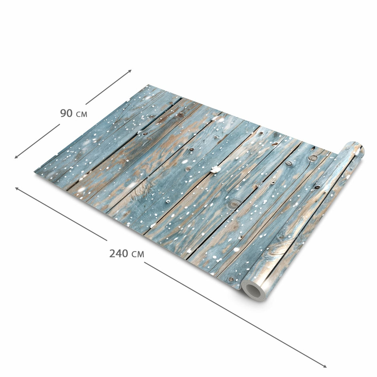 Waschbarer Küchenteppich mit Motiv Holz mit Schnee in der Grösse 80x280 cm für sichere Aufbewahrung
