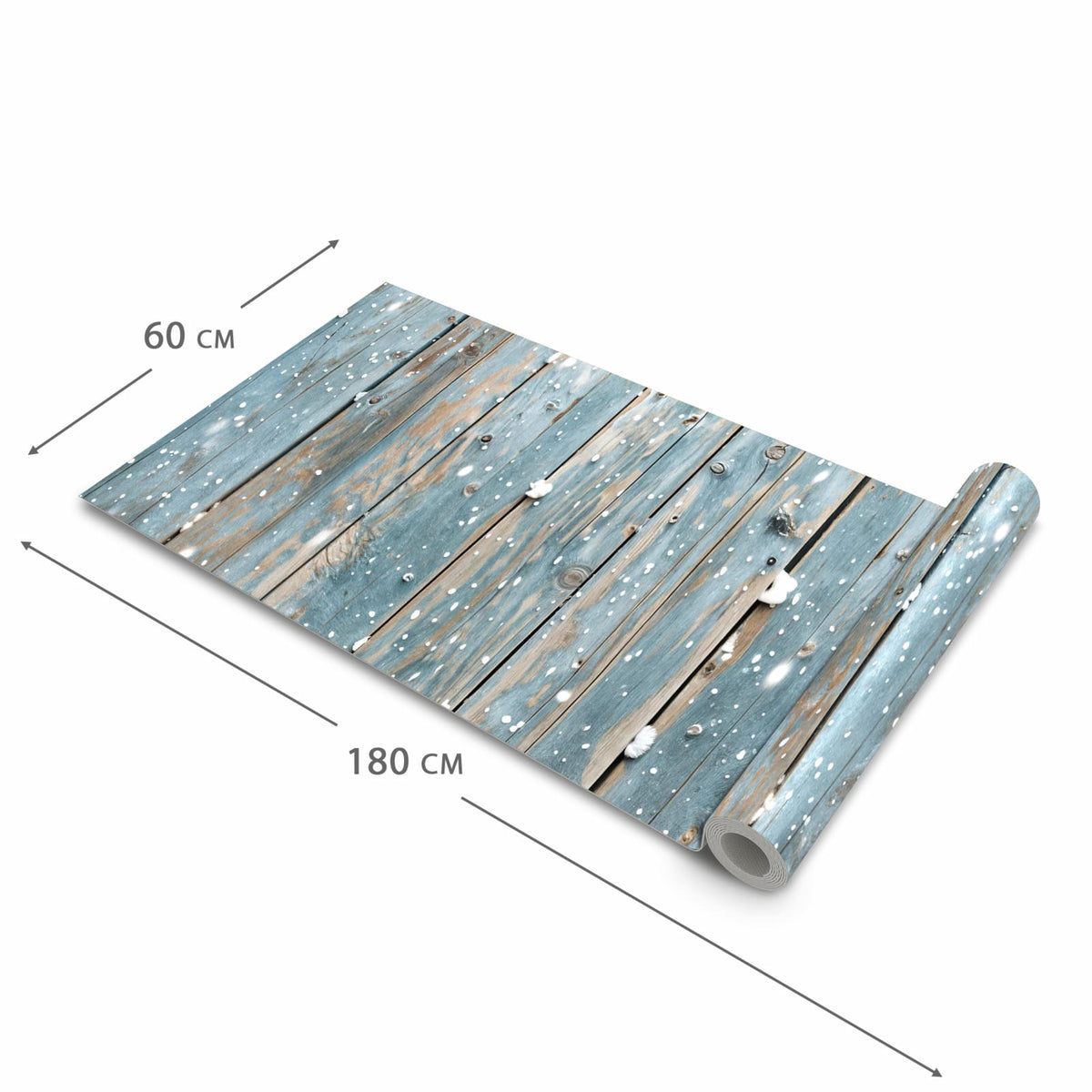 Strapazierfähiger waschbarer Teppich Esstisch mit Motiv Holz mit Schnee in der Größe 80x250 cm
