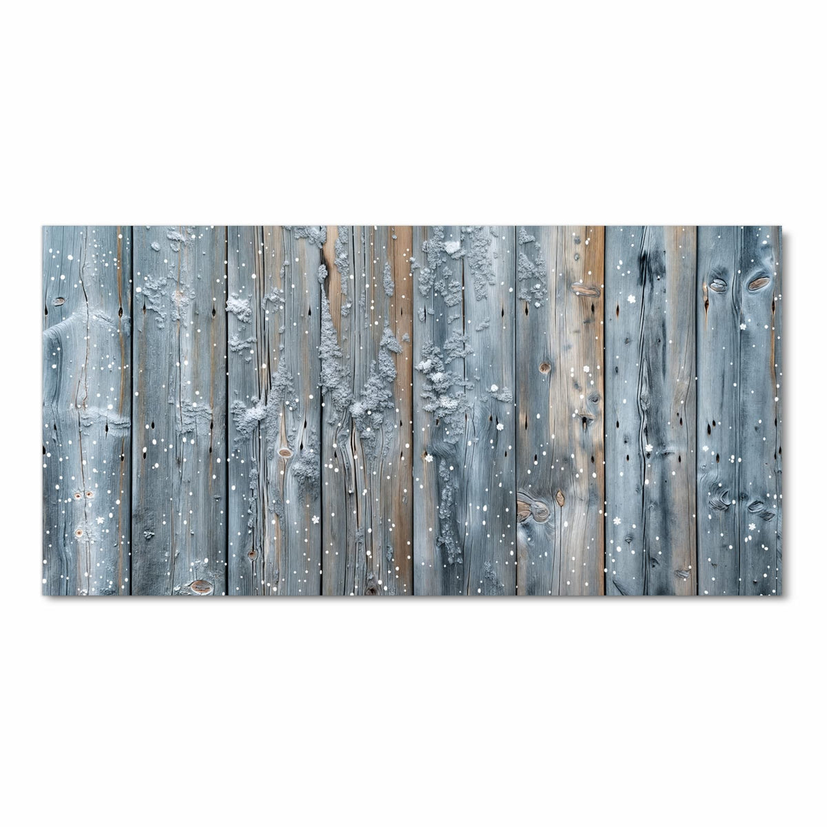 Pflegeleichter rutschfester Küchenläufer mit Motiv Winter Holzpaneele in Frontansicht