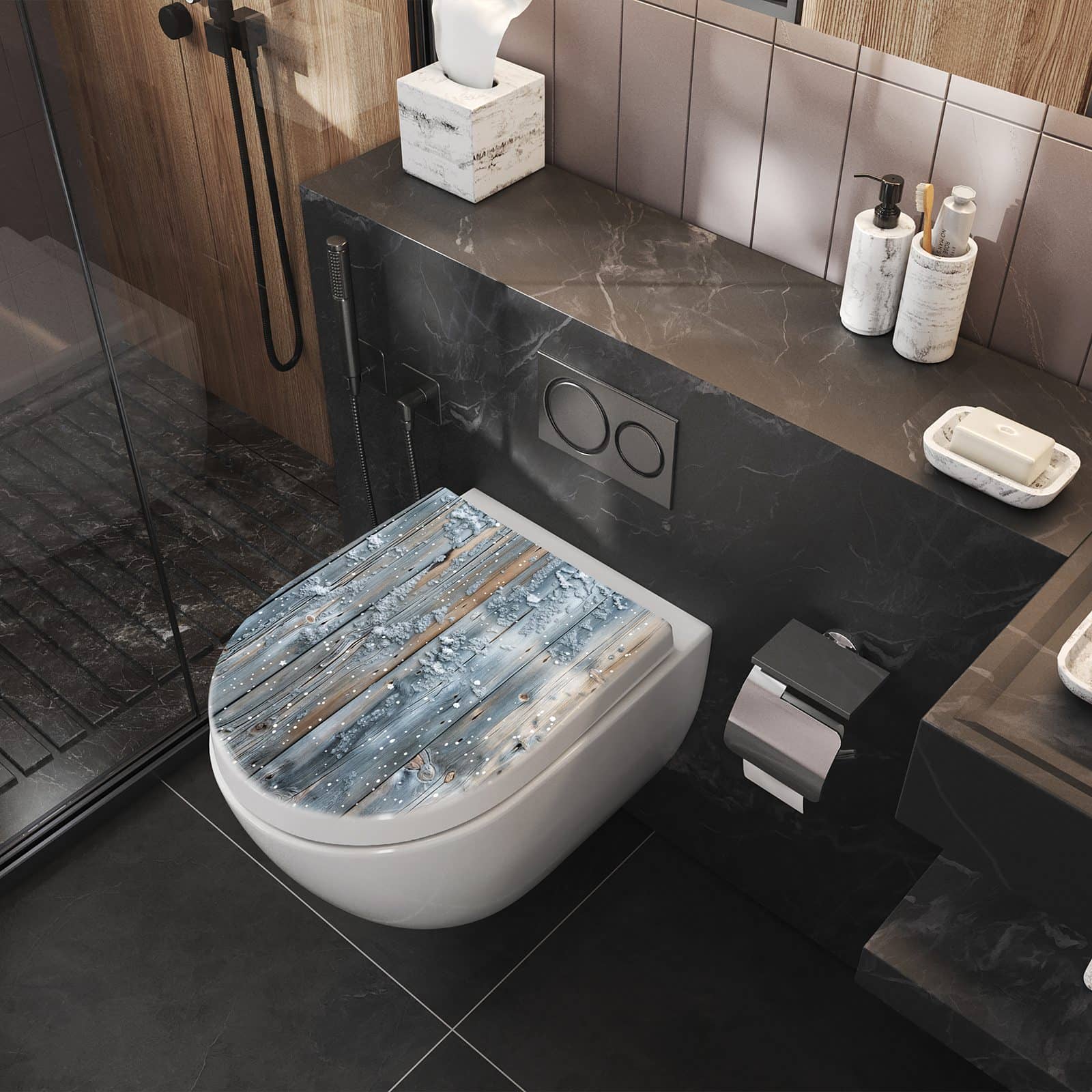 WC-Sitz mit Absenkautomatik Winter Holzpaneele