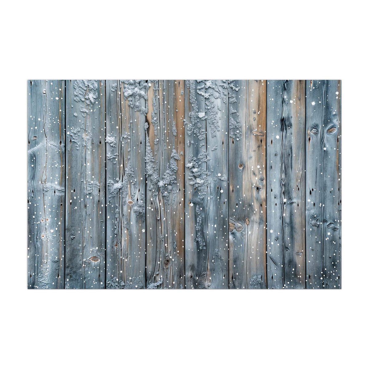 Küchenrückwand aus Glas Winterliche Holzlatten im Hochformat, Motiv bildfüllend von vorn