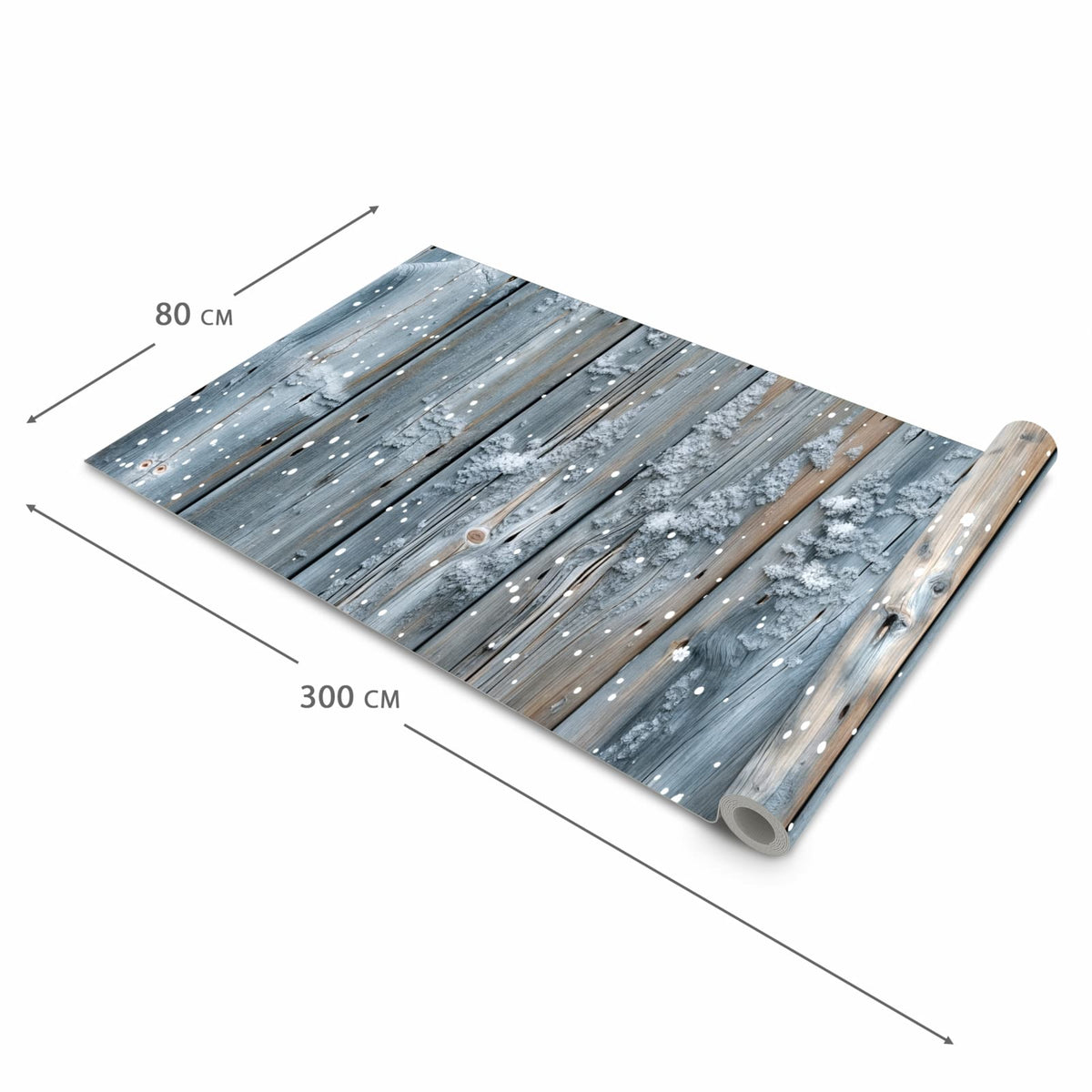 Komfortabler Läufer flur rutschfest mit Motiv Winter Holzpaneele in der Grösse 80x250 cm