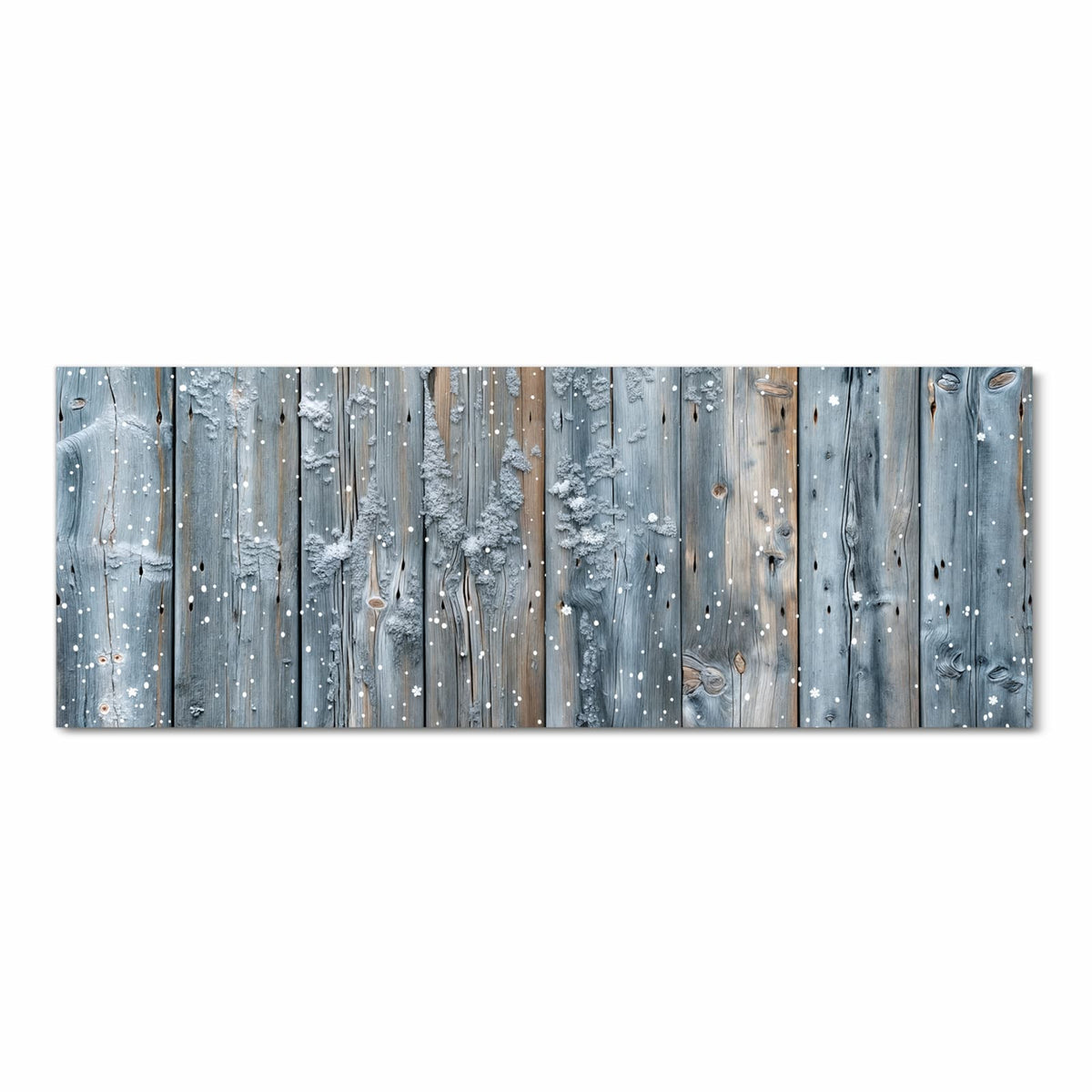 Bodenschonender Küchenteppich mit Motiv Winter Holzpaneele in Frontansicht