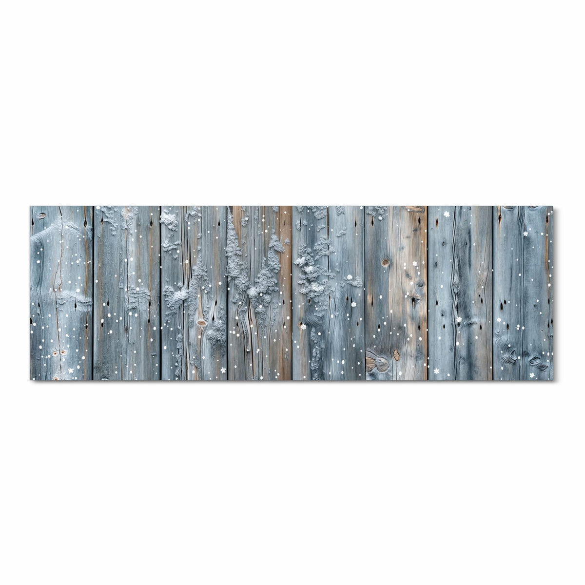 Hygienischer rutschfester Küchenläufer mit Motiv Winter Holzpaneele in Frontansicht