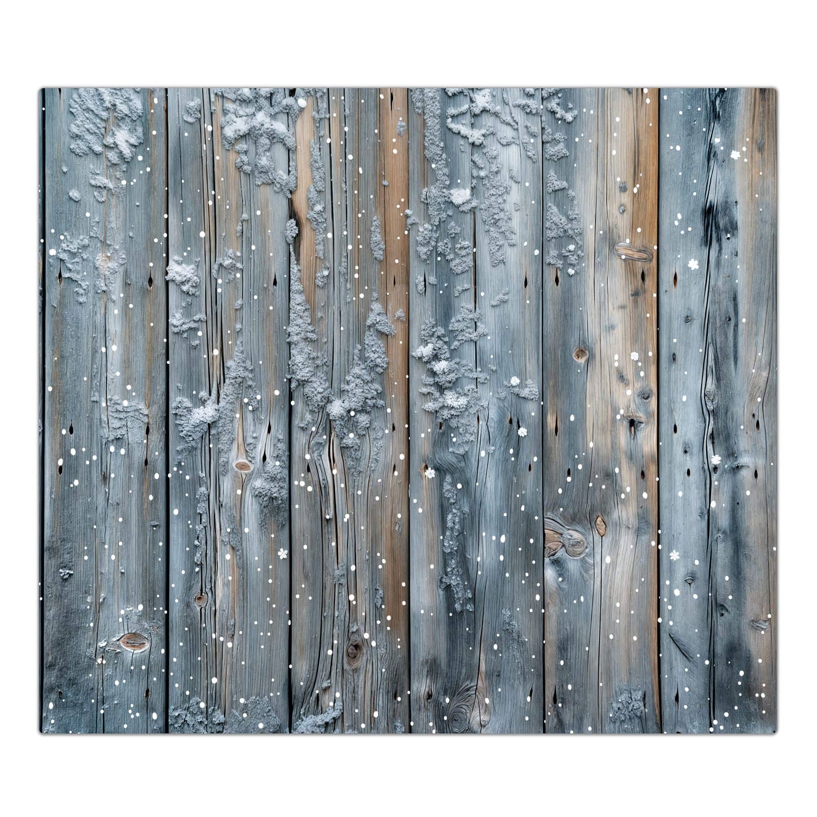 1-teilige Herdabdeckplatte aus Glas mit Winter Holzpaneele-Motiv in der Frontansicht #grösse_1-Teilig (60x52cm)