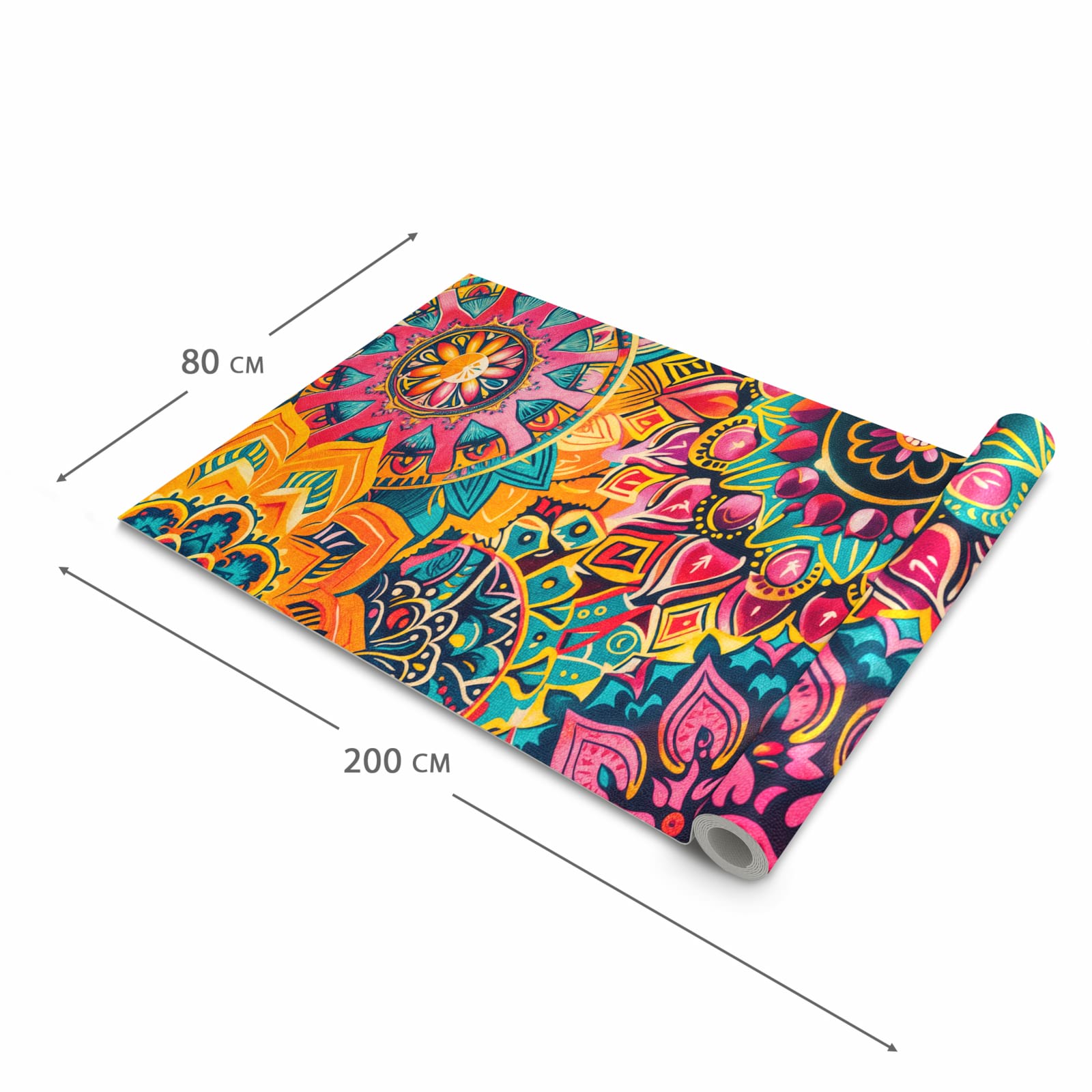 Bodenschonender Küchenteppich mit Motiv Mandala Design in der Grösse 80x250 cm
