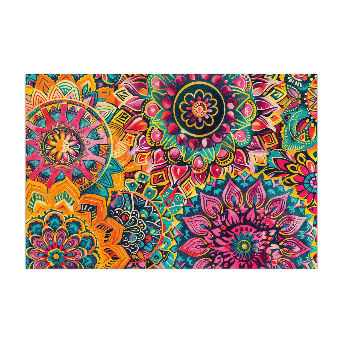 Küchenrückwand aus Glas Bunte Mandalas im Hochformat, Motiv bildfüllend von vorn