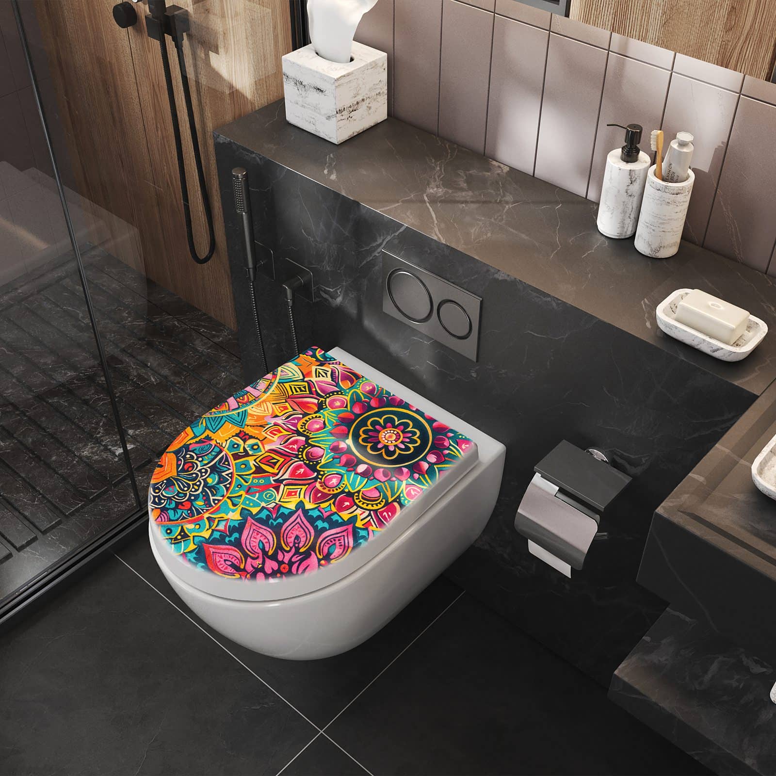 WC-Sitz mit Absenkautomatik Mandala Design