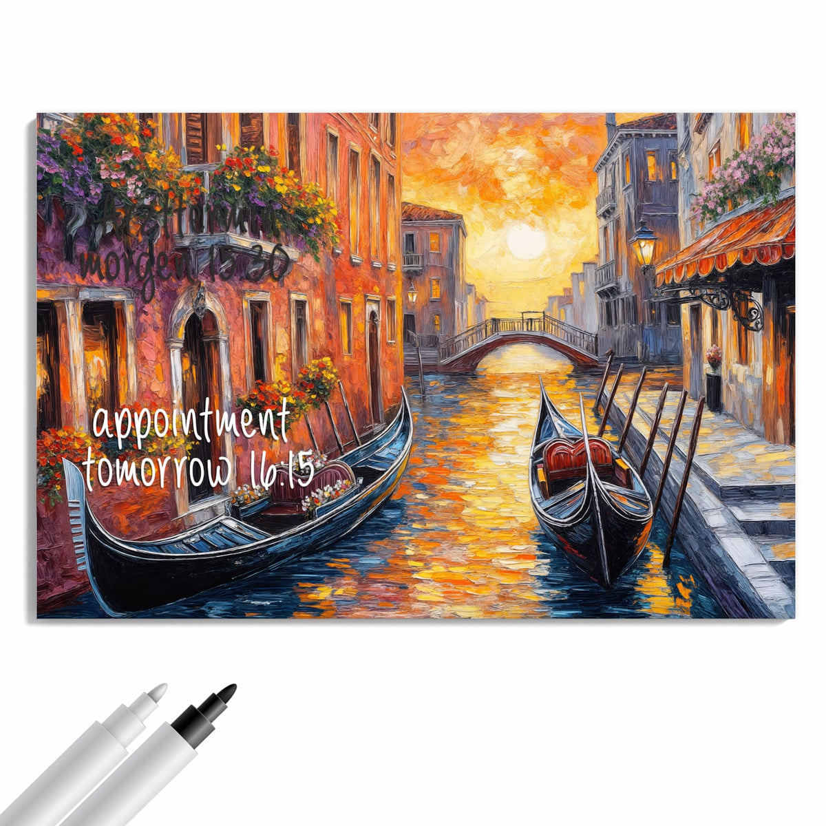 Beschreiben, abwischen, anheften – Metall Magnettafel - Gondel in Venedig