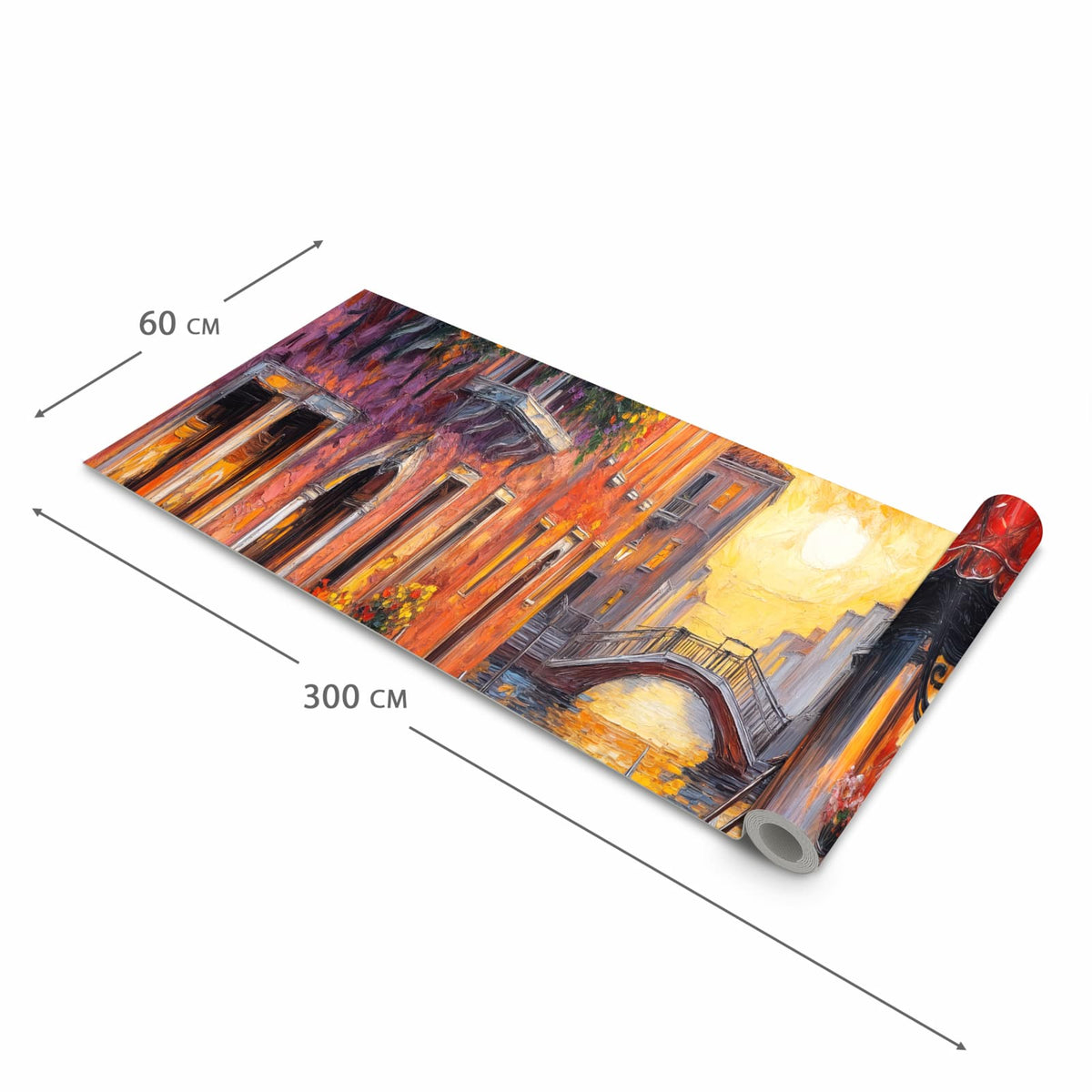 Langlebiger rutschfester Küchenläufer mit Motiv Romantische Stadtansicht in der Grösse 80x200 cm