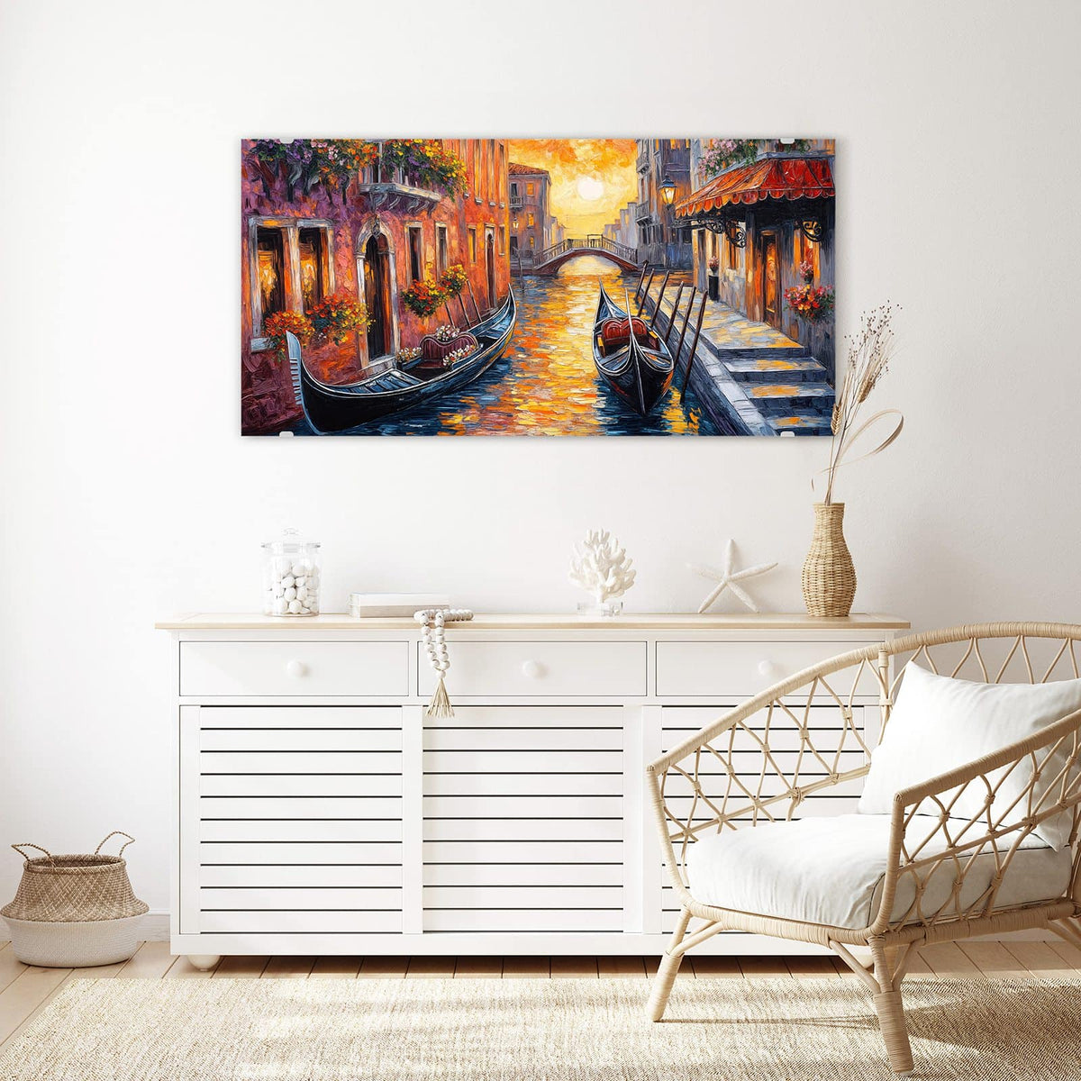 Echtglas, 4 mm – kein Acryl, keine Folie – Wandbild - Gondel in Venedig - Querformat