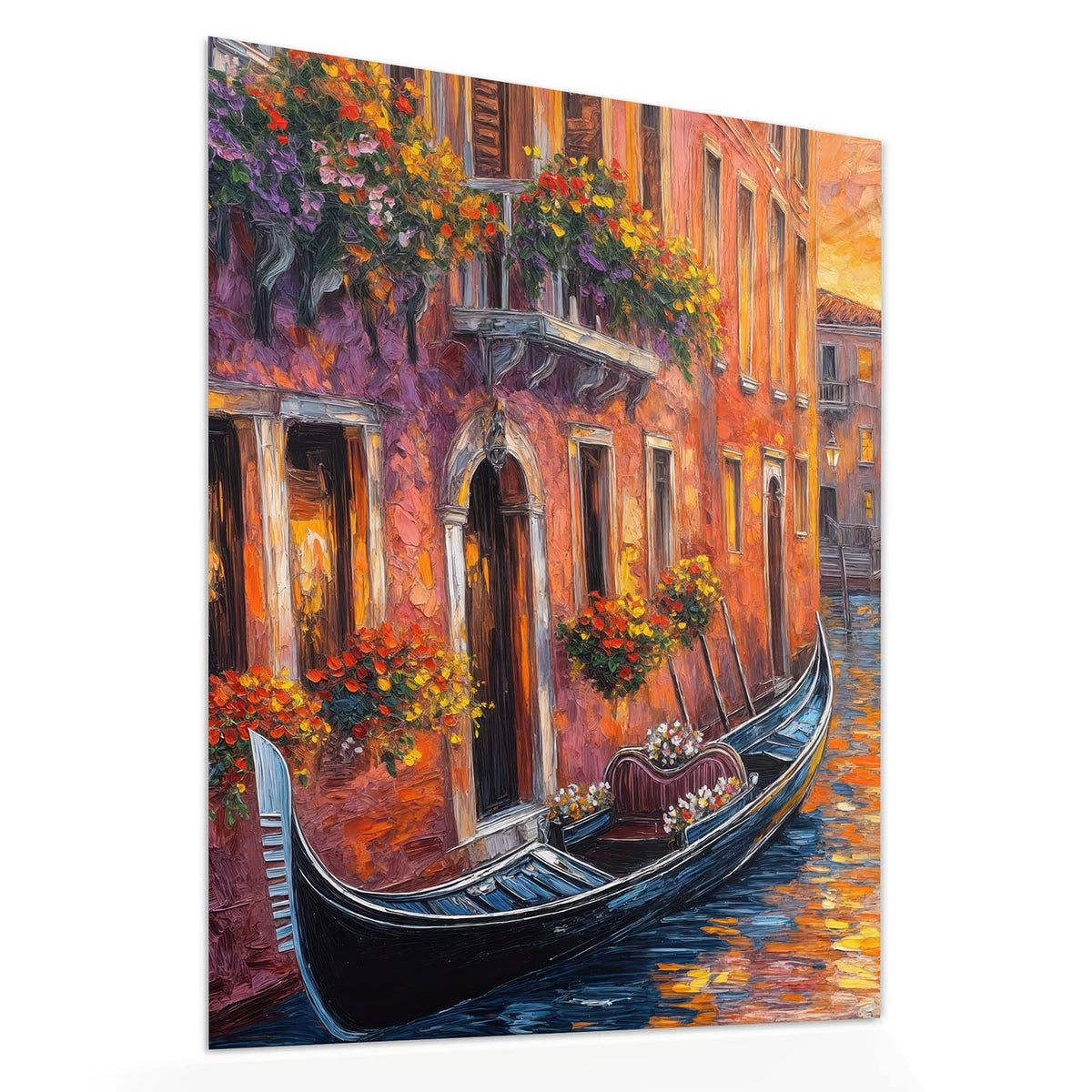 Echtglas, 4 mm – kein Acryl, keine Folie – Wandbild - Gondel in Venedig - Hochformat