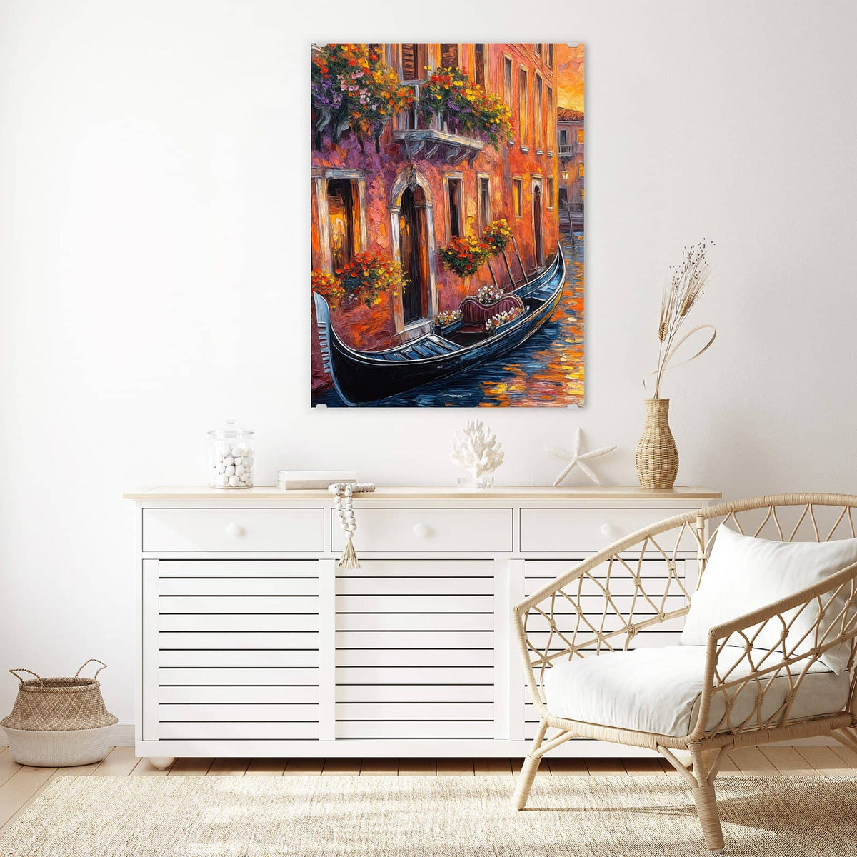 Aufhängung liegt bei – Motiv später wechselbar – Wandbild - Gondel in Venedig - Hochformat