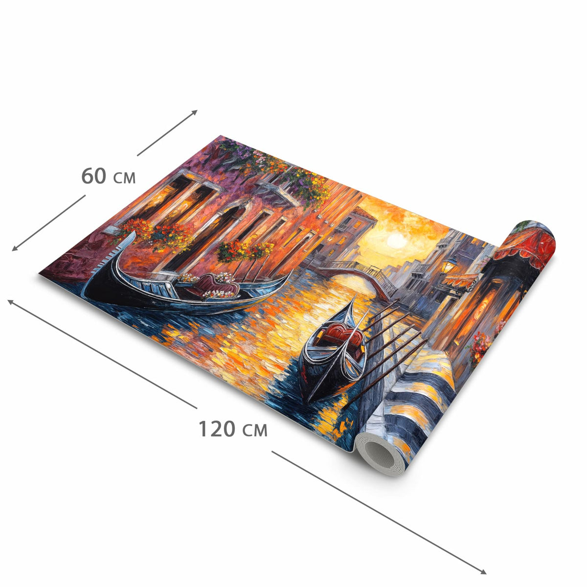 Waschbarer Küchenteppich mit Motiv Romantische Stadtansicht in der Grösse 80x200 cm für Trittkomfort