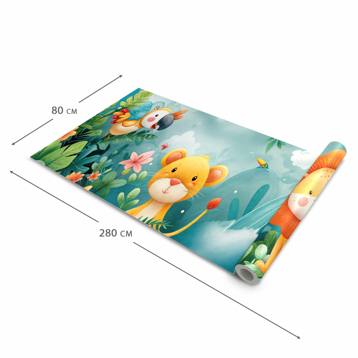 Zeitsparender waschbarer Küchenteppich mit Motiv Dschungeltiere in der Grösse 80x200 cm