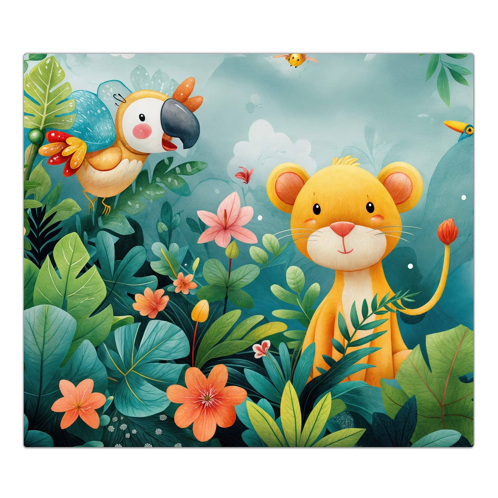 1-teilige Herdabdeckplatte mit Dschungeltiere-Motiv in der Frontansicht #grösse_1-Teilig (60x52cm)