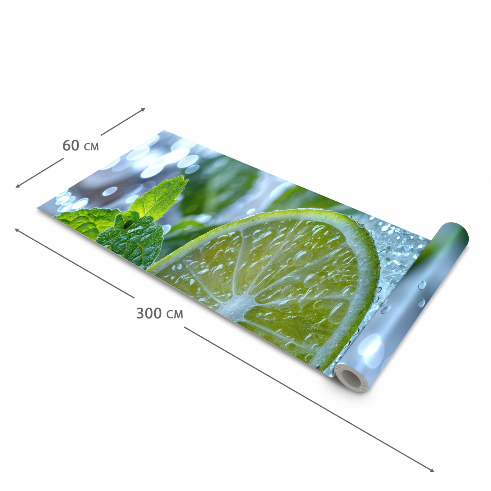 Pflegeleichter waschbarer Küchenläufer mit Motiv Erfrischende Limette in der Größe 60x90 cm