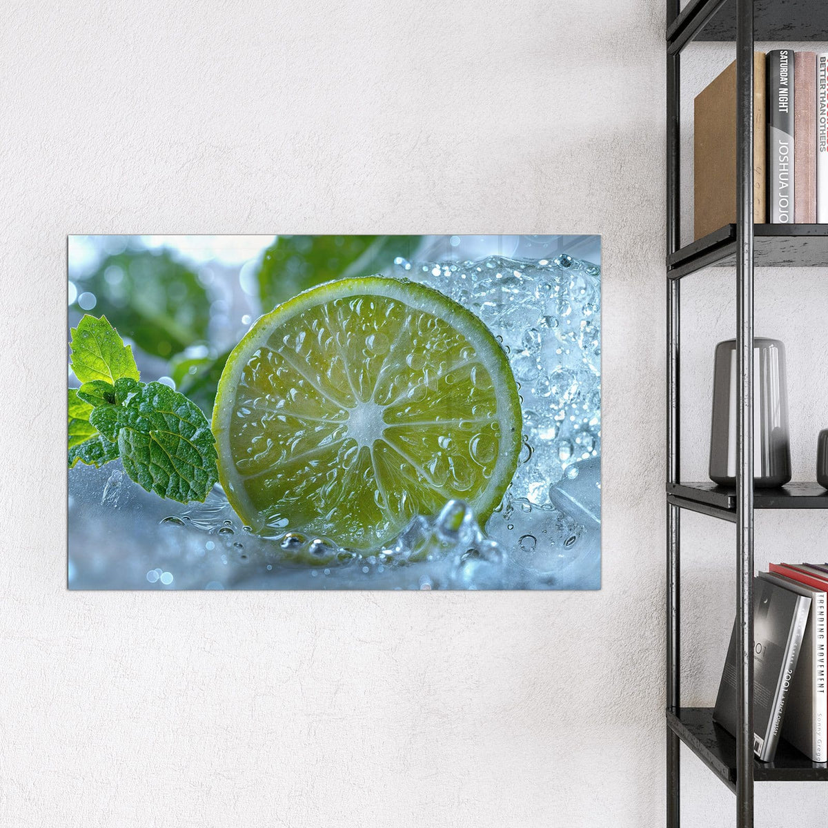 9 Größen – von 30 × 30 bis 120 × 90 cm – Magnettafel - Limettenscheibe im Eis