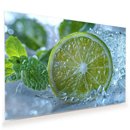Wandbild mit dem Motiv Limettenscheibe im Eis