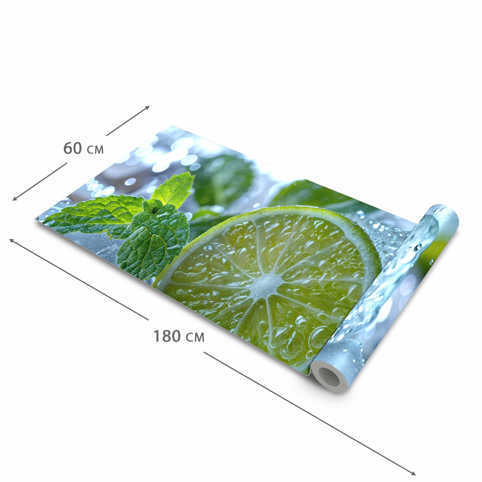 Geruchsneutraler Küchenläufer mit Motiv Erfrischende Limette in der Grösse 60x90 cm