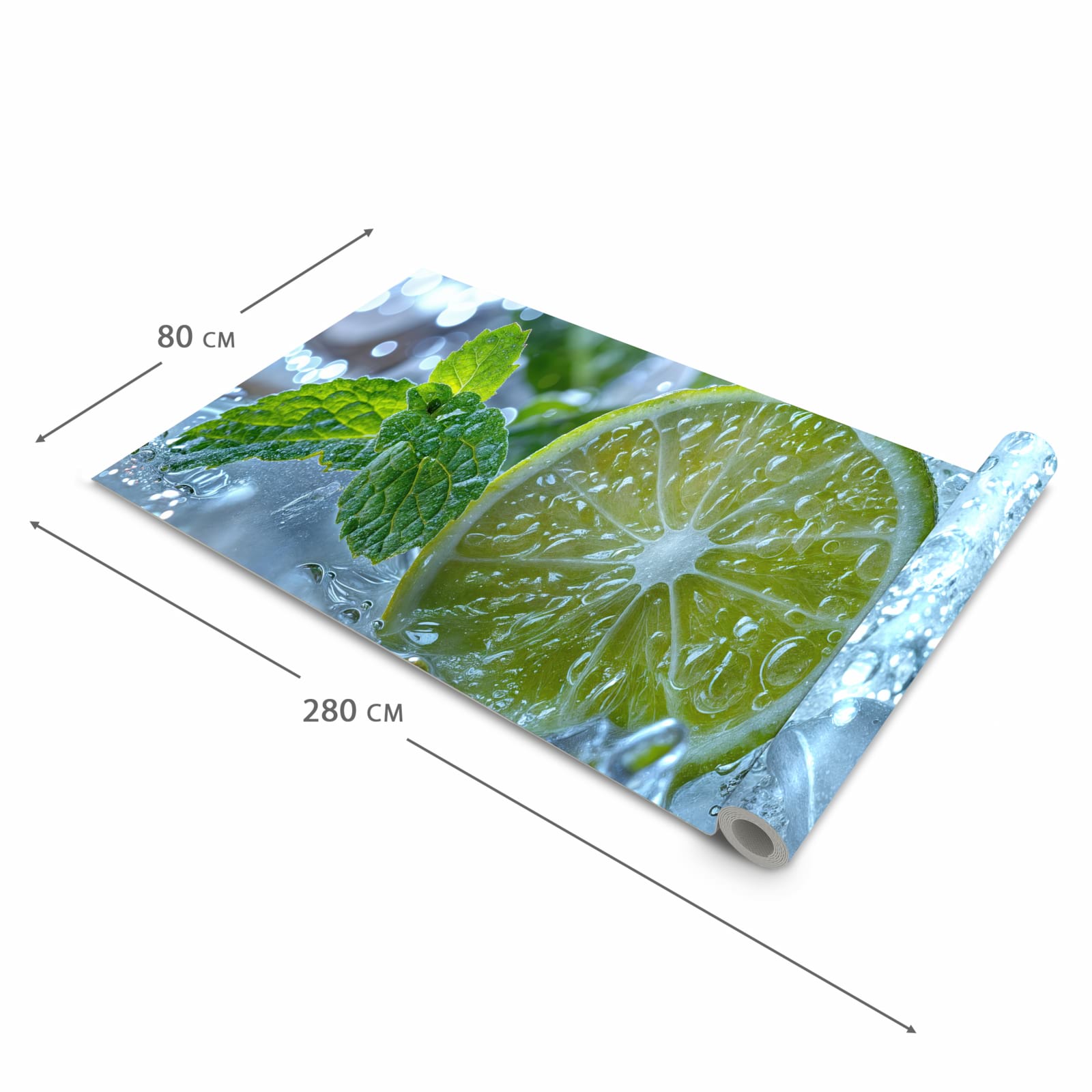 Dünner Küchenteppich mit Motiv Erfrischende Limette in der Grösse 60x90 cm - angenehme Haptik