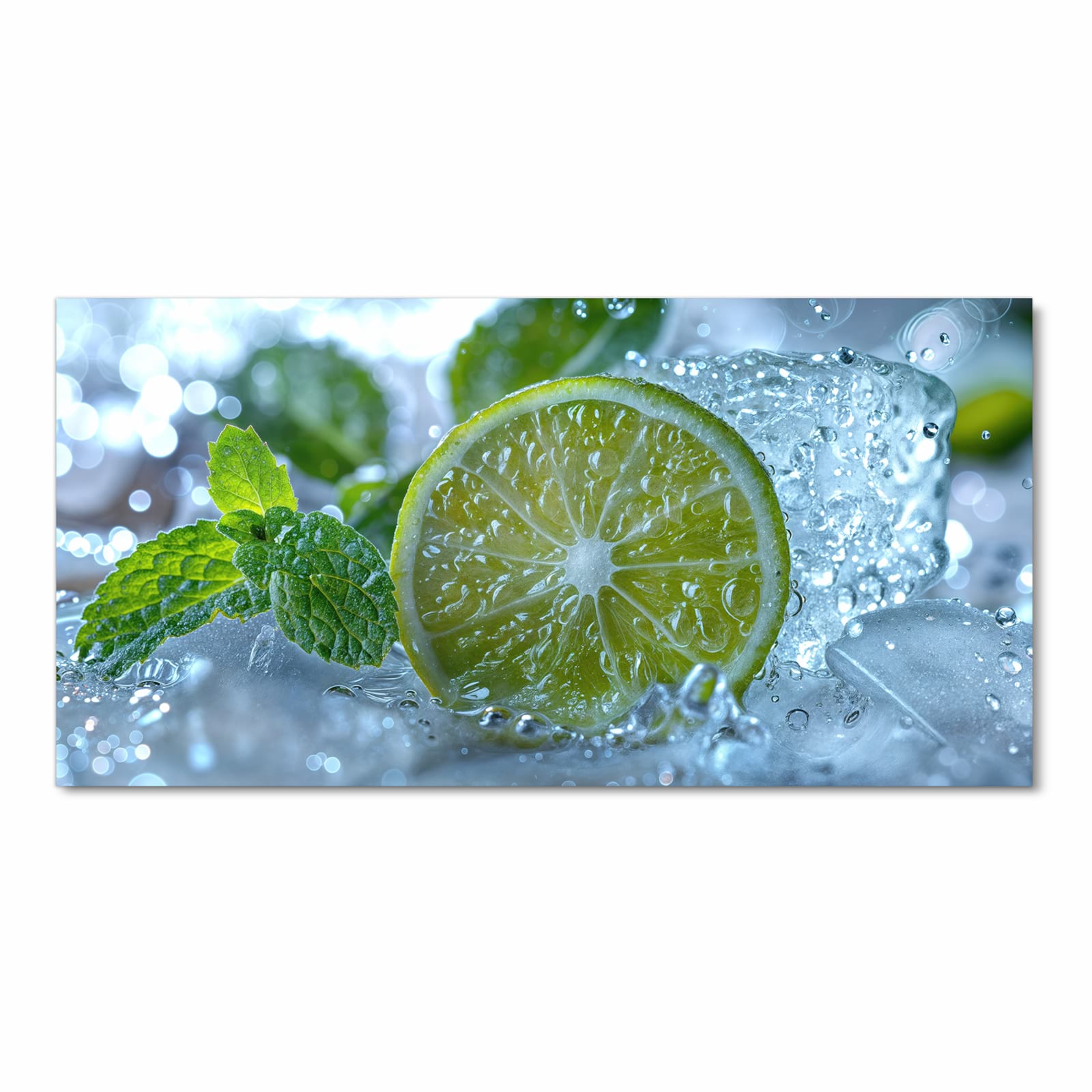 Formstabiler Küchenteppich mit Motiv Erfrischende Limette in Frontansicht