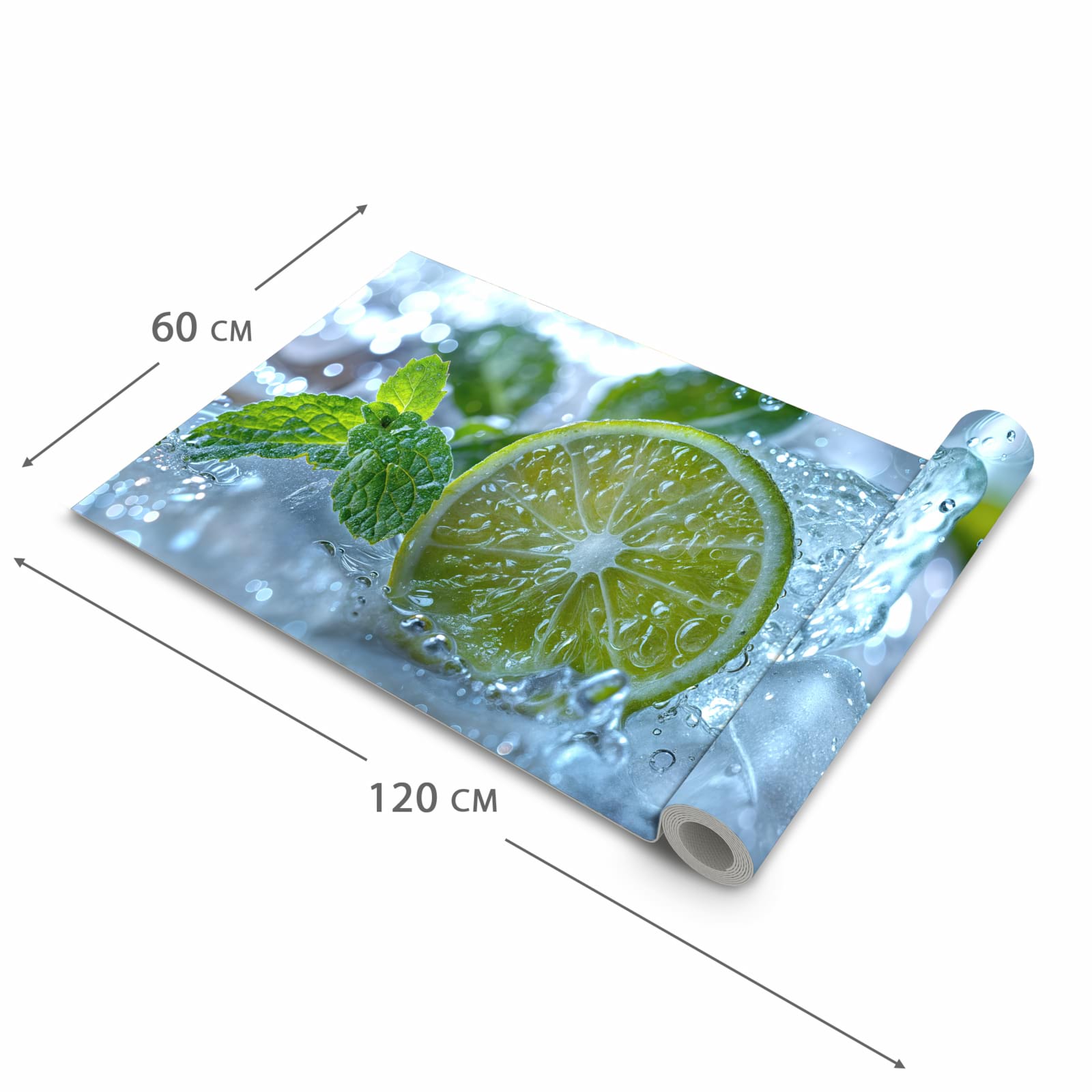 Fleckenresistenter waschbarer Teppich Küche mit Motiv Erfrischende Limette in der Grösse 60x90 cm