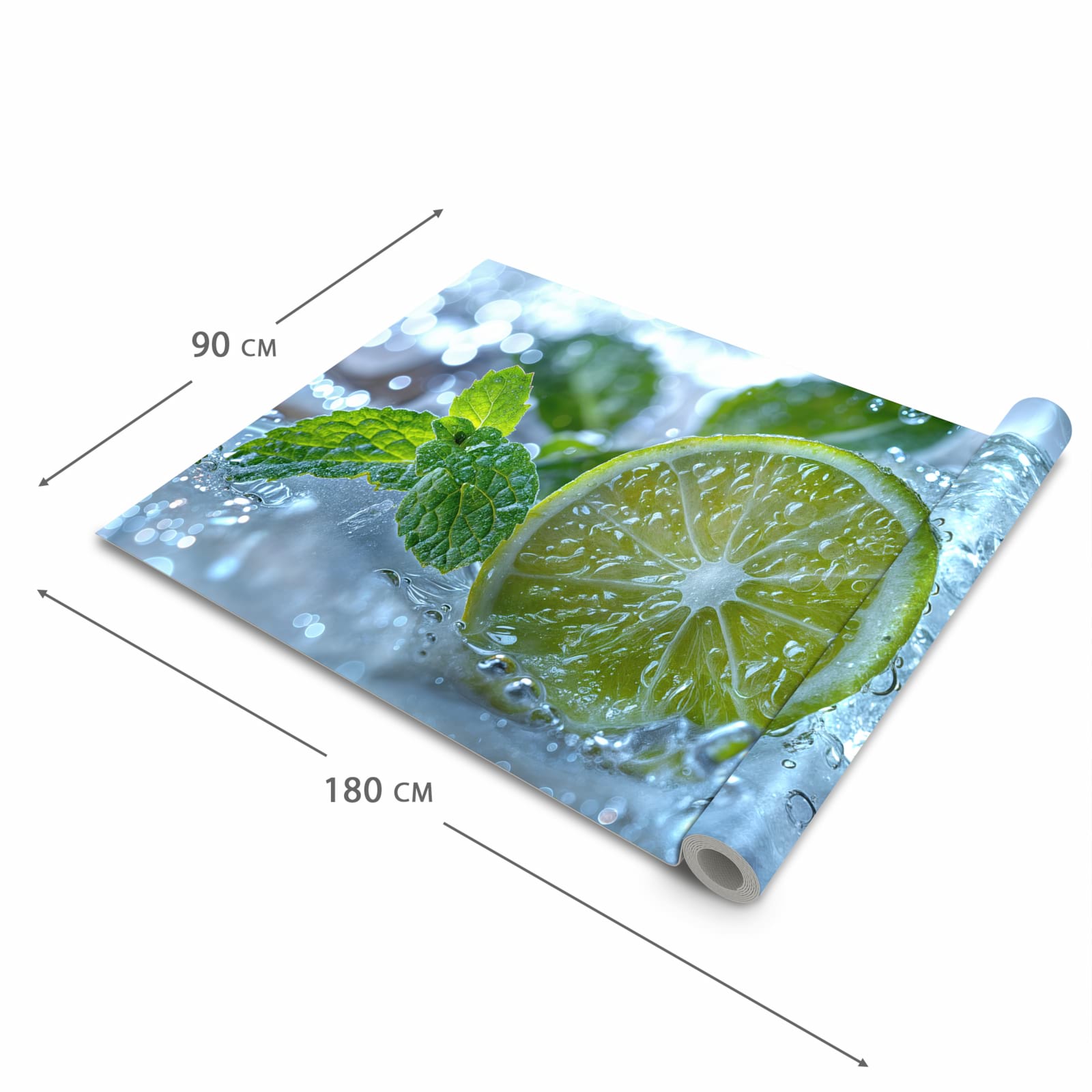 Strapazierfähiger waschbarer Teppich mit Motiv Erfrischende Limette in der Grösse 60x90 cm