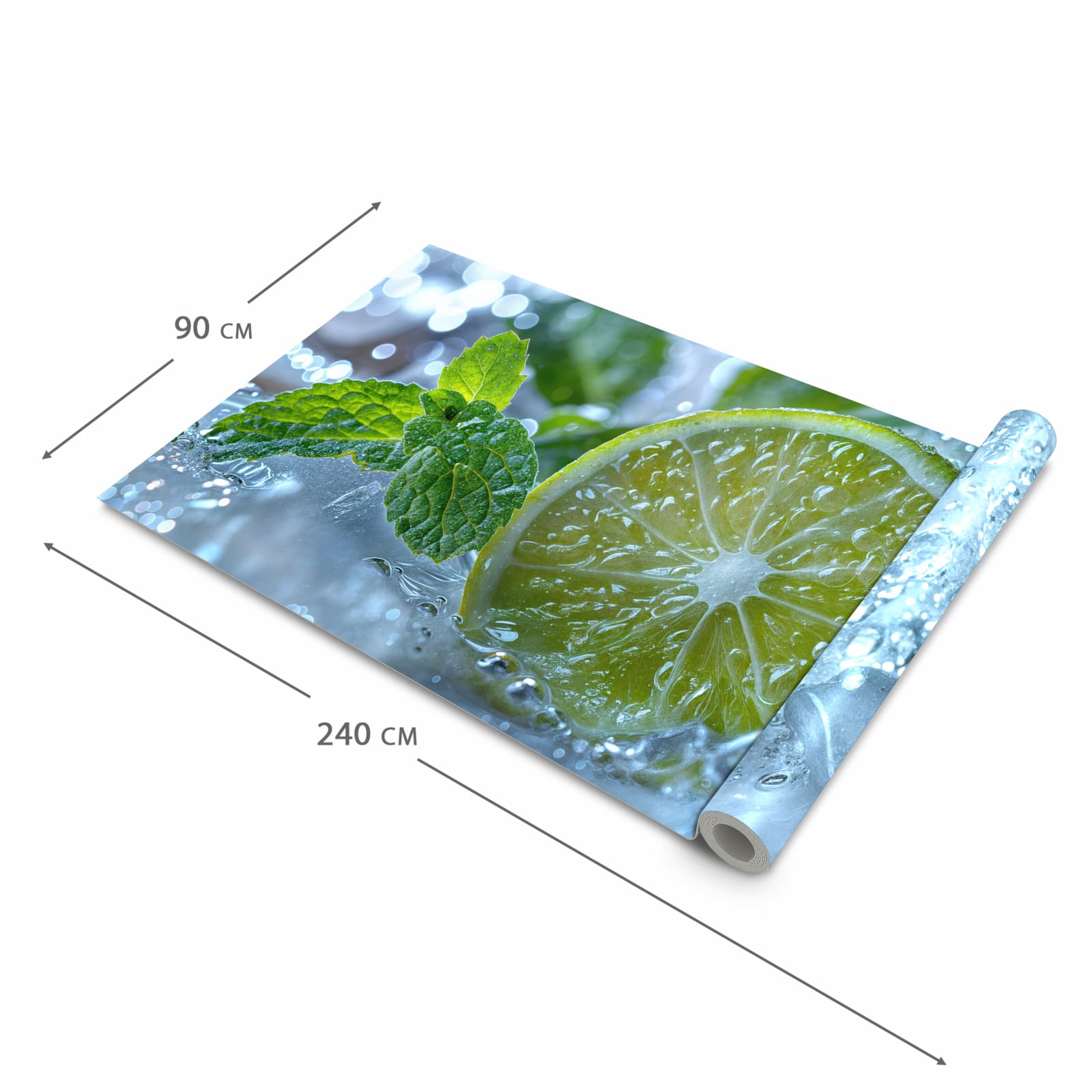 Waschbarer Teppich fürs Esszimmer mit Motiv Erfrischende Limette in der Größe 60x90 cm