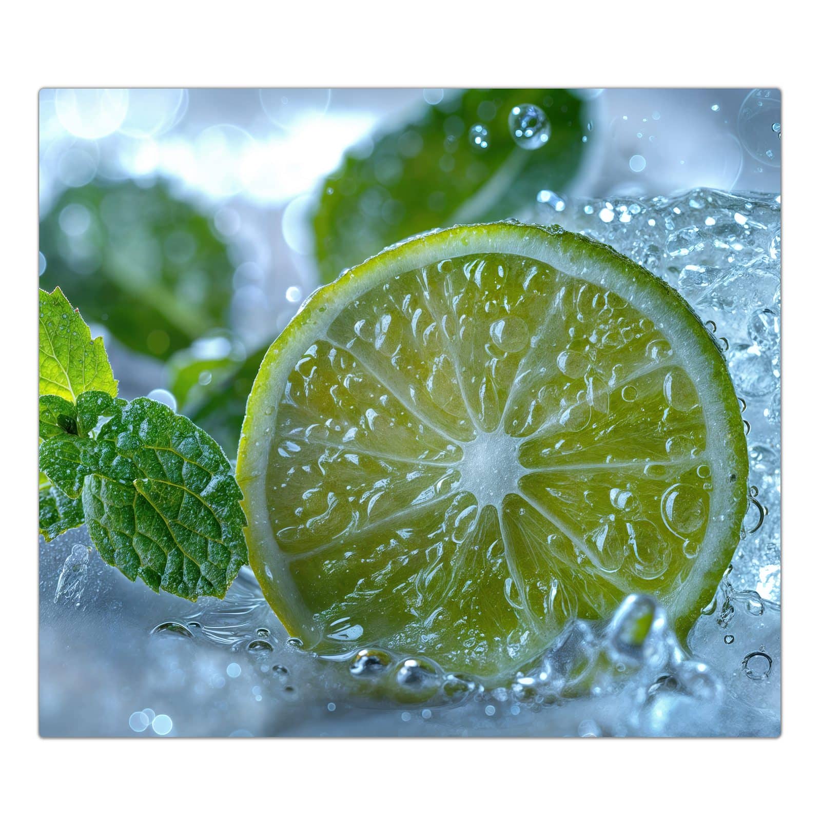 1-teilige Abdeckplatten Ceranfeld mit Erfrischende Limette-Motiv in der Frontansicht #grösse_1-Teilig (60x52cm)