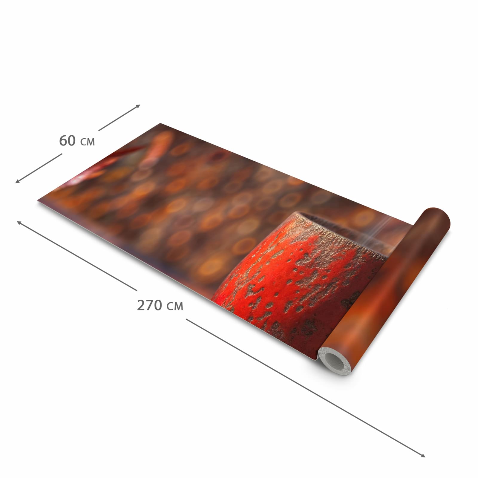 Farbbeständiger Teppich für die Küche mit Motiv Kaffeetasse im Herbst in der Grösse 60x90 cm