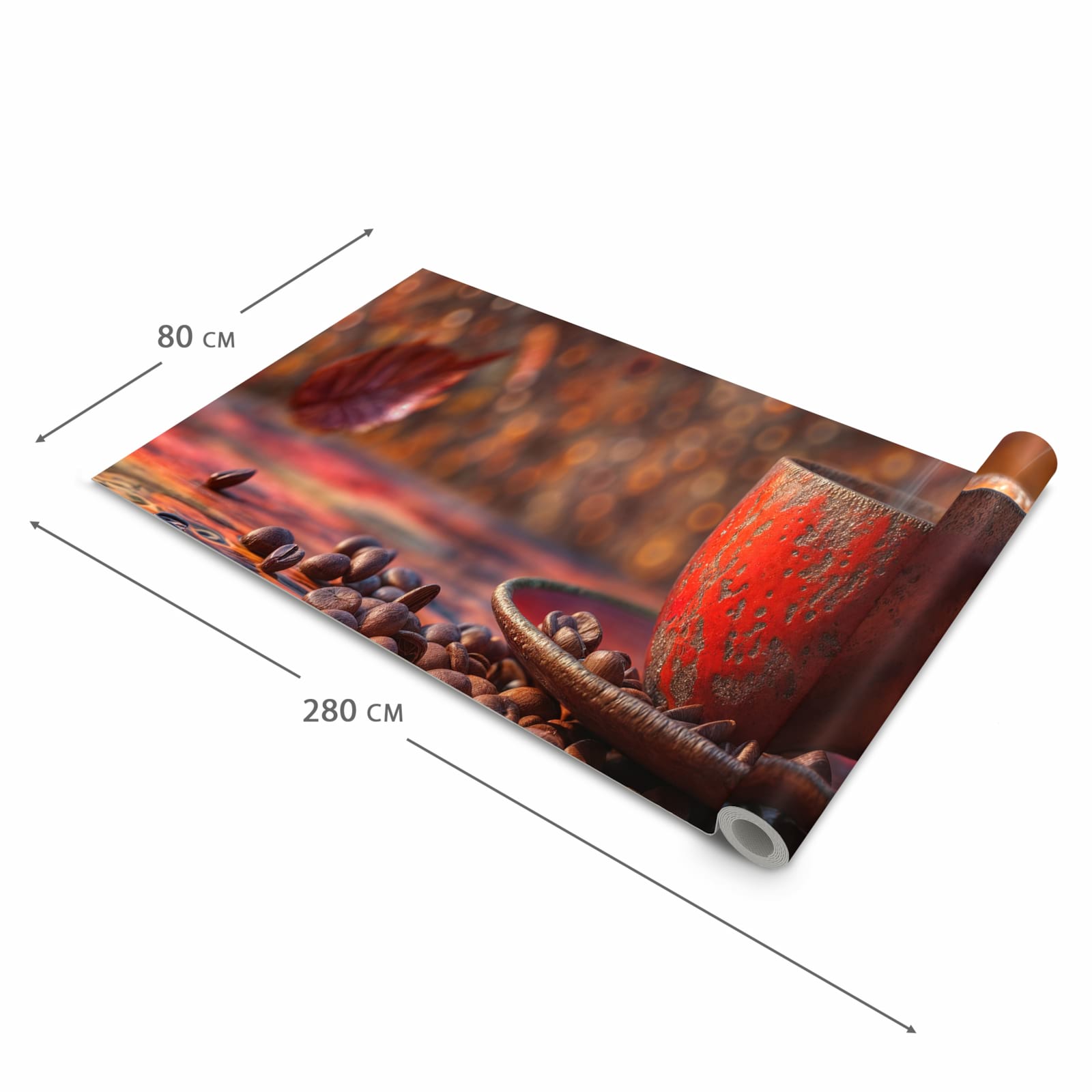 Abriebfester Läufer Küche mit Motiv Kaffeetasse im Herbst in der Grösse 60x90 cm