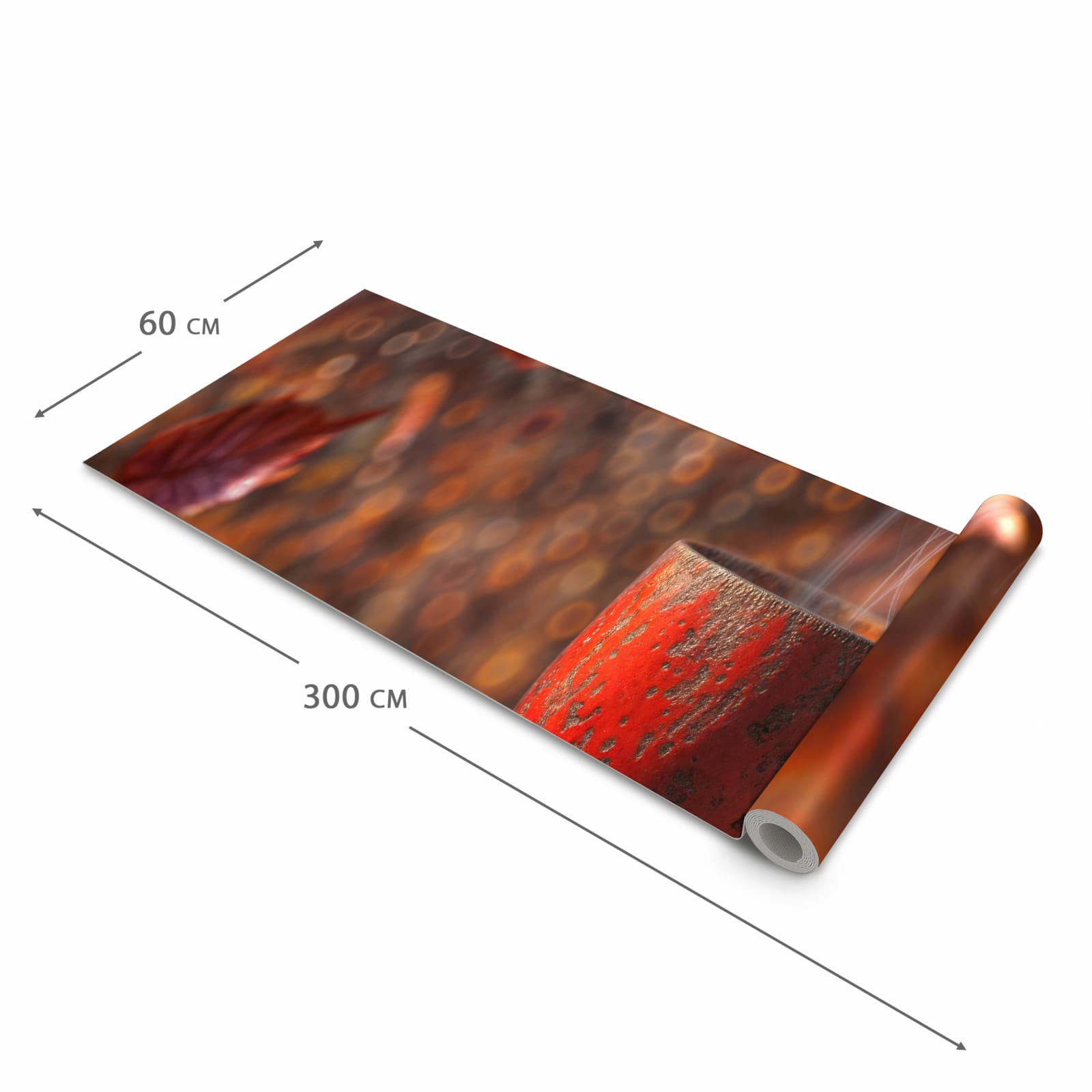 Formstabiler Küchenteppich mit Motiv Kaffeetasse im Herbst in der Grösse 60x90 cm