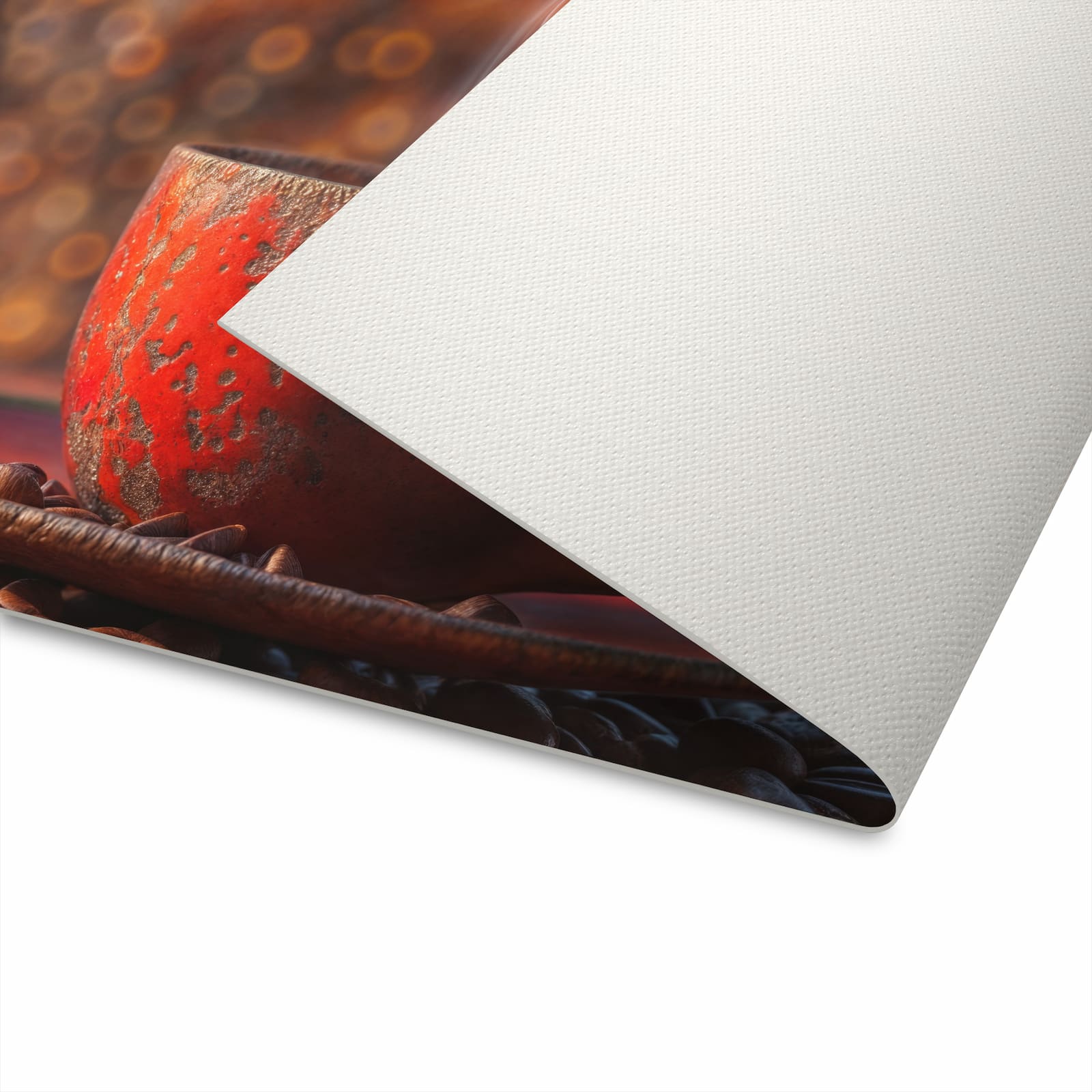 Läufer für Eingangsbereich mit Motiv Kaffeetasse im Herbst - sicher aufbewahrt in Unterseite