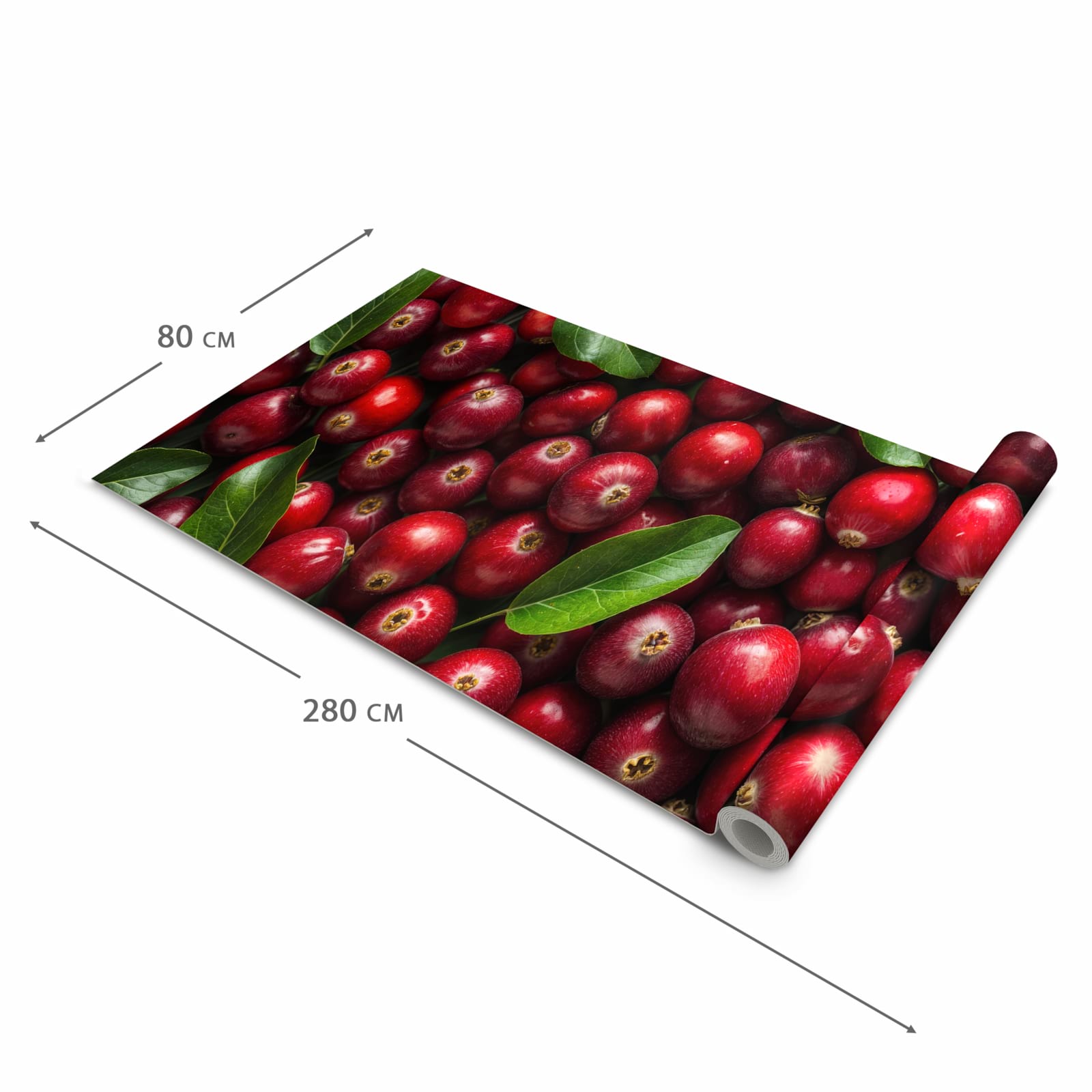 Strapazierfähiger Küchenläufer mit Motiv Frische Preiselbeeren in der Grösse 60x300 cm, waschbar