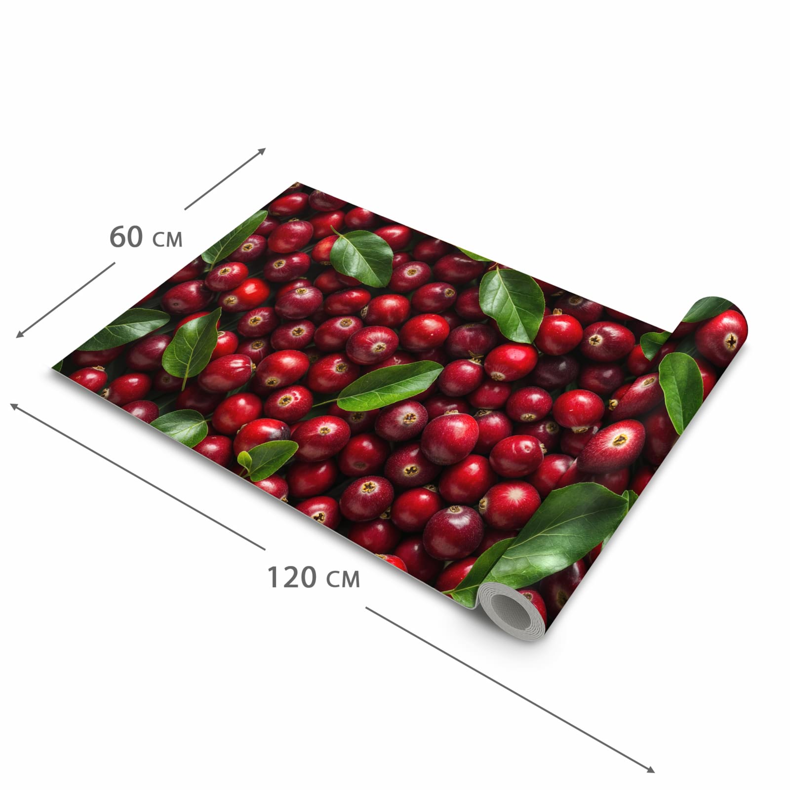 Geruchsneutraler Küchenläufer mit Motiv Frische Preiselbeeren in der Grösse 60x300 cm