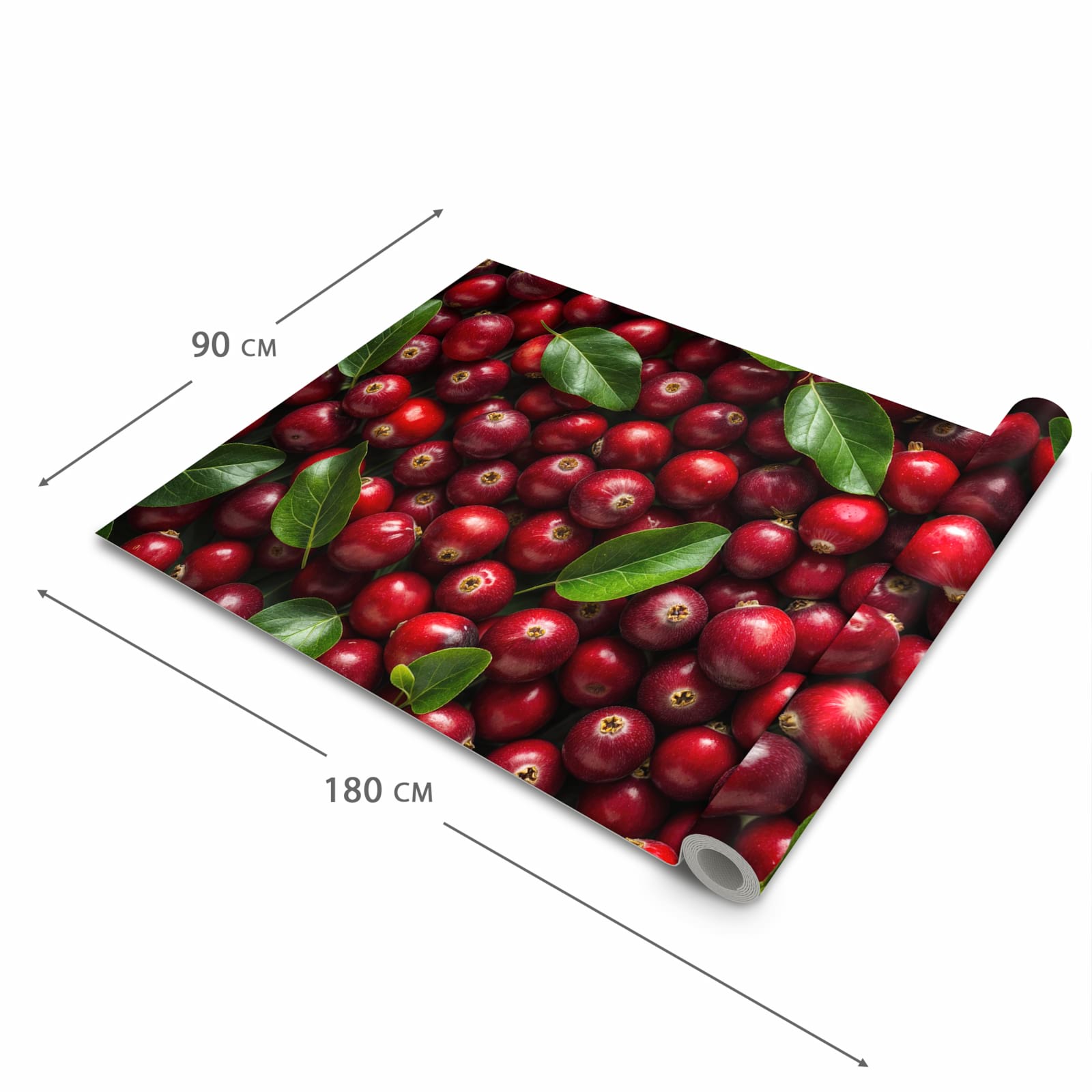 Langlebiger abwaschbarer Küchenläufer mit Motiv Frische Preiselbeeren in der Grösse 60x90 cm