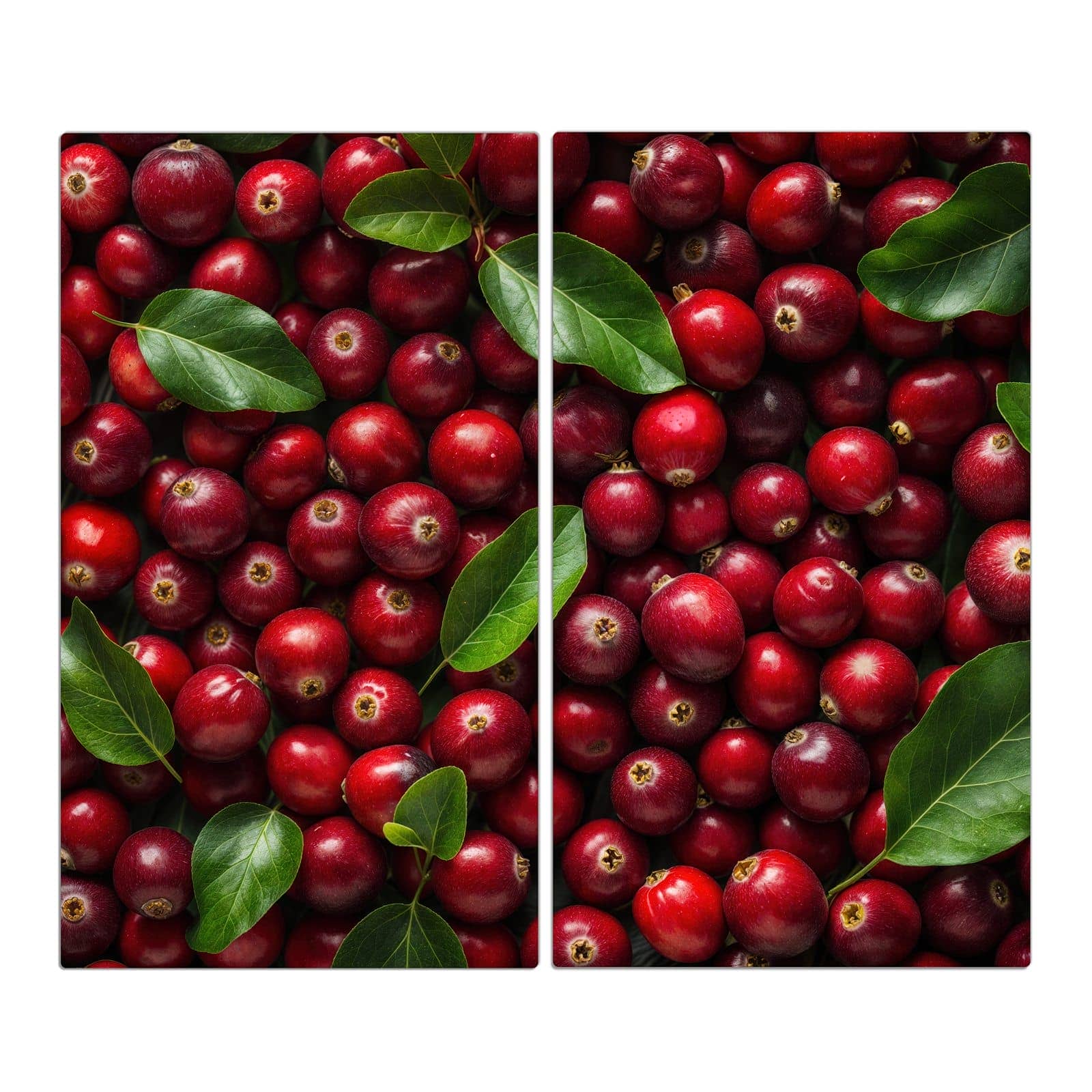 2-teilige Herdabdeckplatte mit Frische Preiselbeeren-Motiv in der Frontansicht #grösse_2-Teilig (60x52cm)