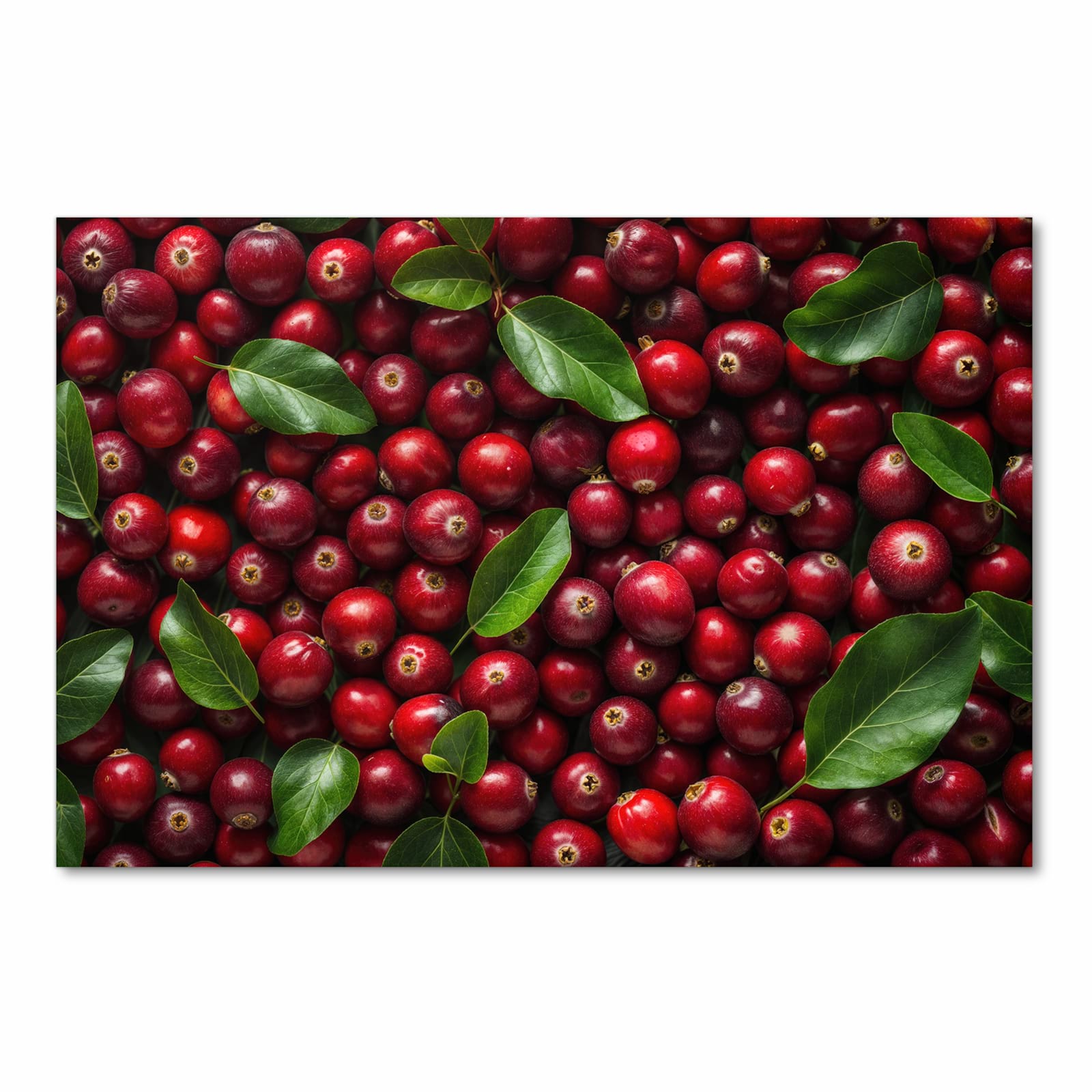 Flacher waschbarer Küchenteppich mit Motiv Frische Preiselbeeren in Frontansicht