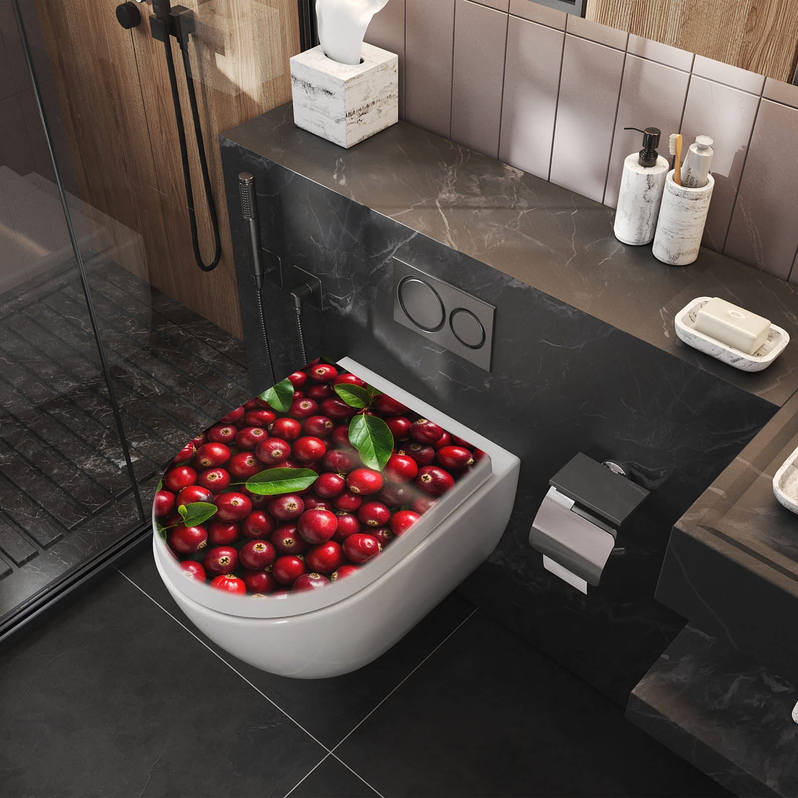 WC-Sitz mit Absenkautomatik Frische Preiselbeeren